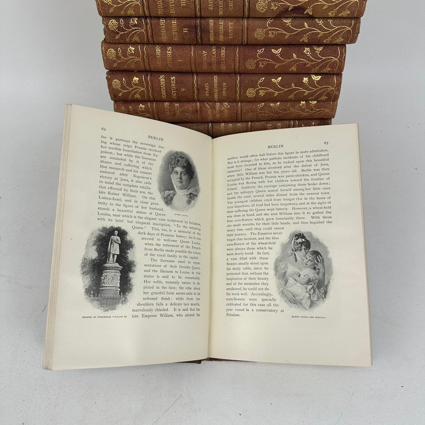 John L Stoddards Lectures 14 Volume Set World History Travel Leather Bound 1897