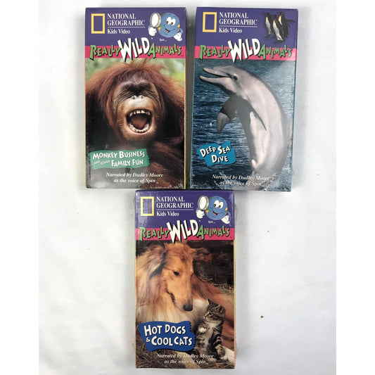 National Geographic Really Wild Animals Kids Videos Lot of 3 New VHS Tapes 1990s