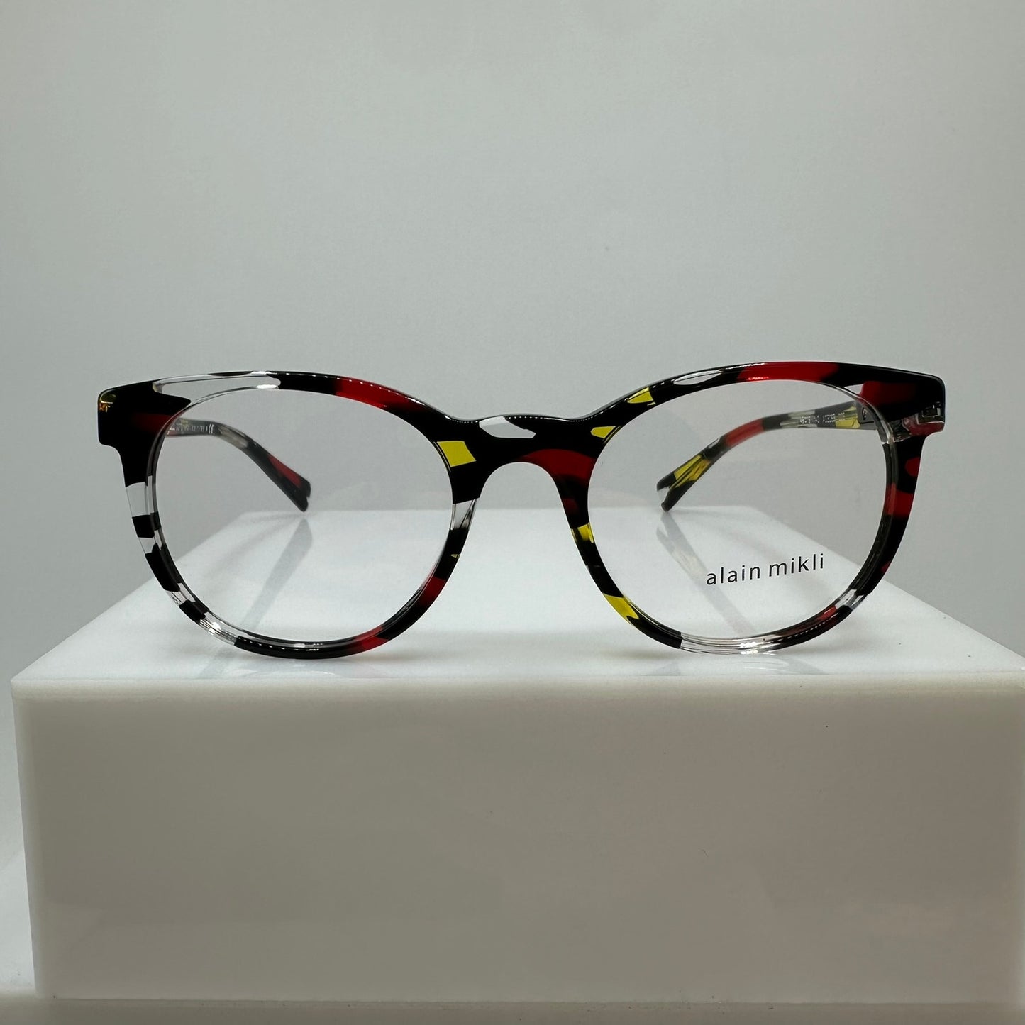 Alain Mikli A03063 006 Red Yellow Stained Glass Black Clear Womens 49-19-140