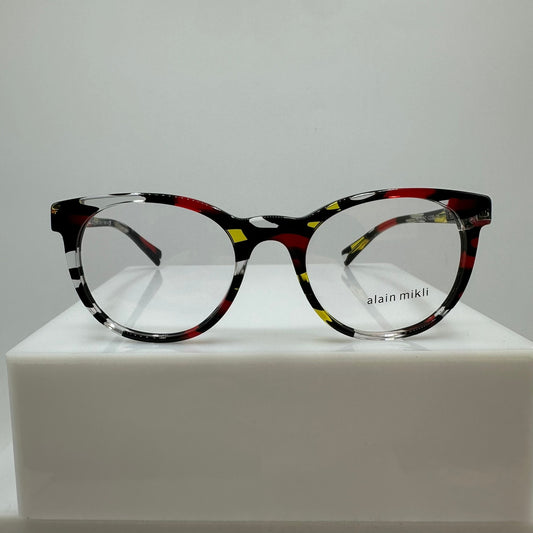Alain Mikli A03063 006 Red Yellow Stained Glass Black Clear Womens 49-19-140