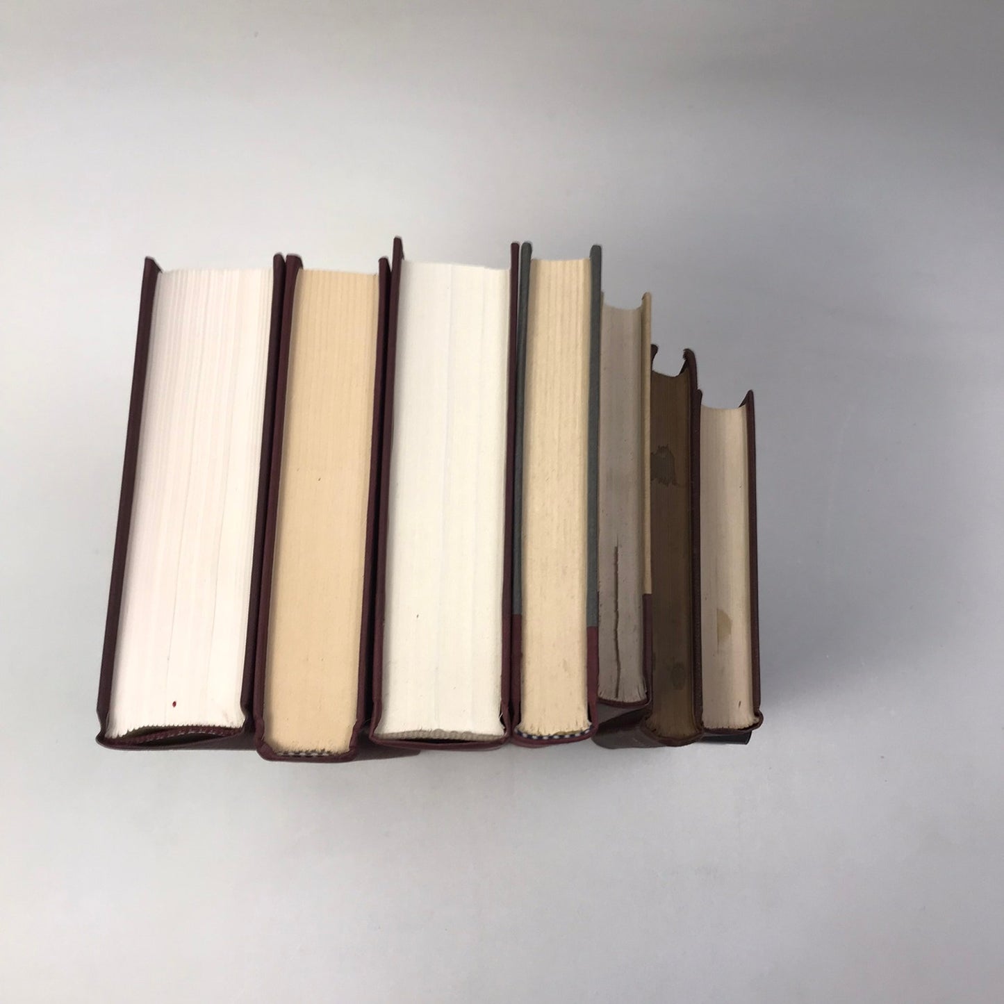 Burgundy Book Stack Set of 7 Decorative Bookshelf Display Interior Design Props