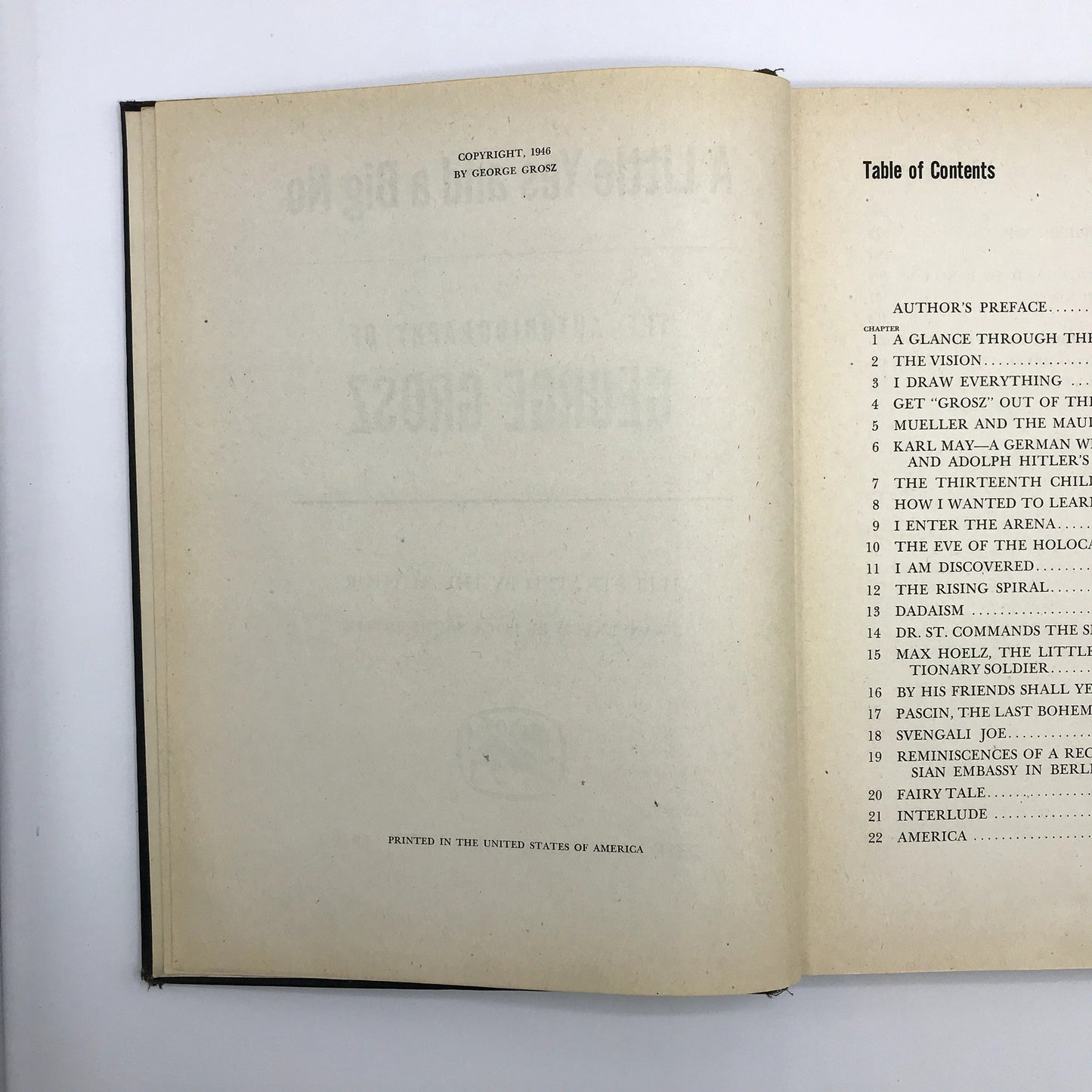 A Little Yes and a Big No The Autobiography of George Grosz Illustrated HC 1946