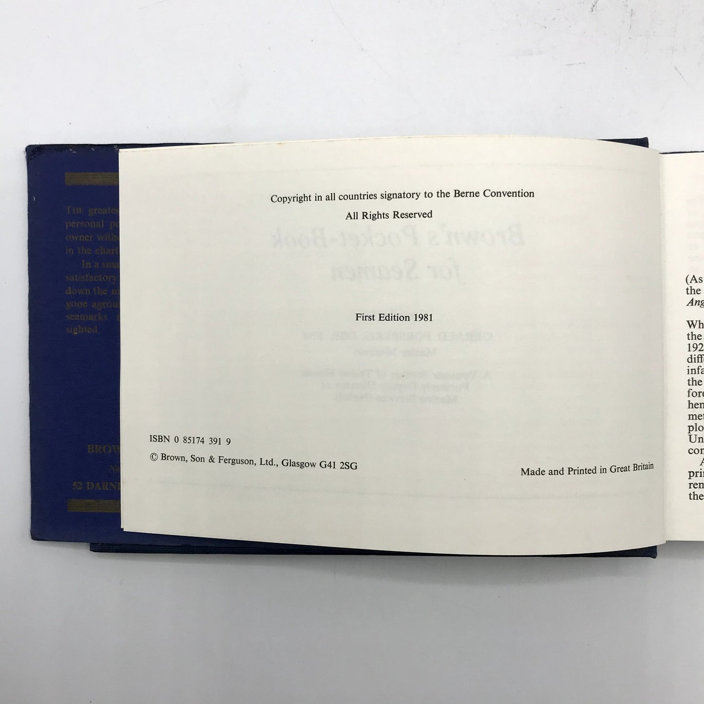 Brown's Pocket Book for Seamen Hardcover by Gerald Forsberg First Edition 1981