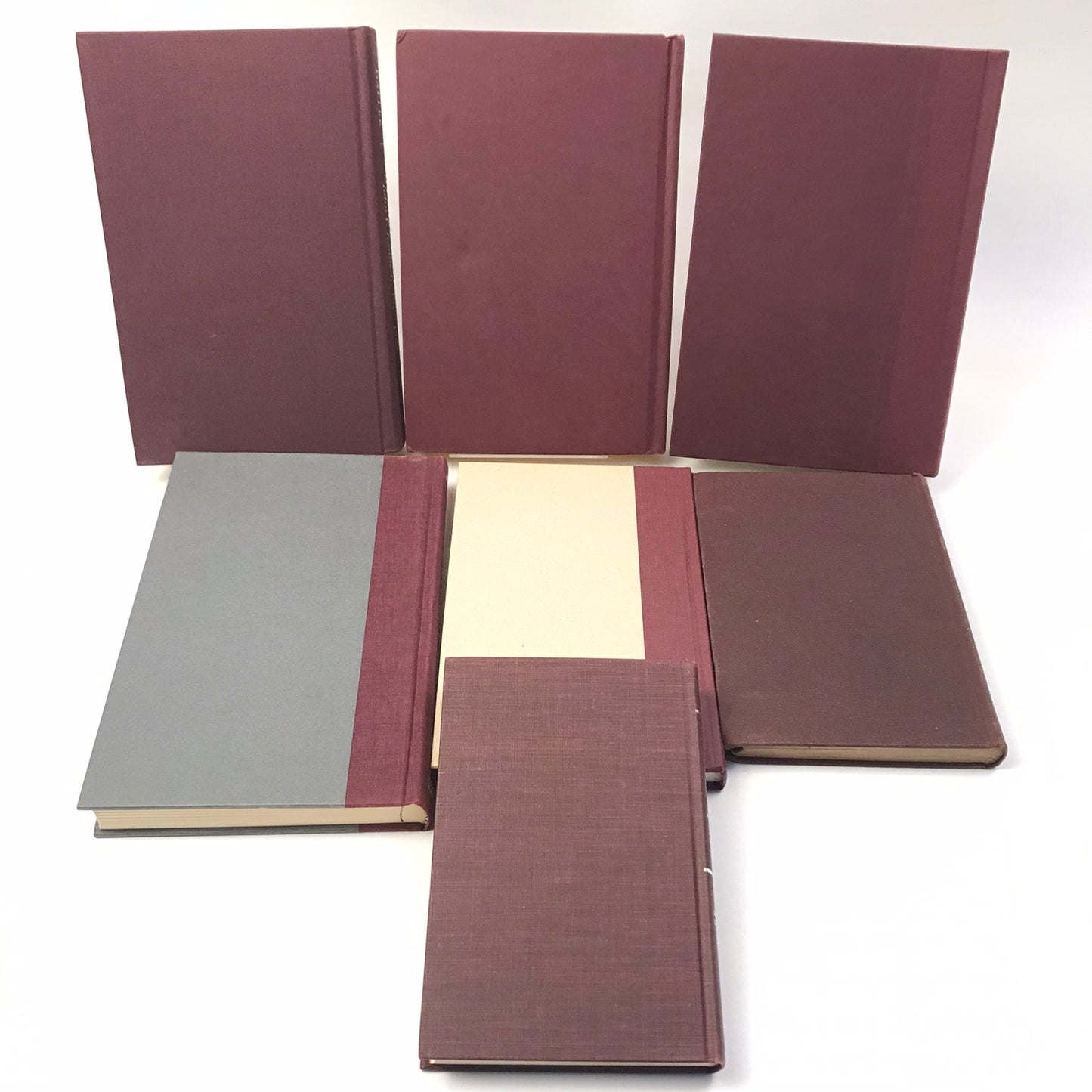 Burgundy Book Stack Set of 7 Decorative Bookshelf Display Interior Design Props