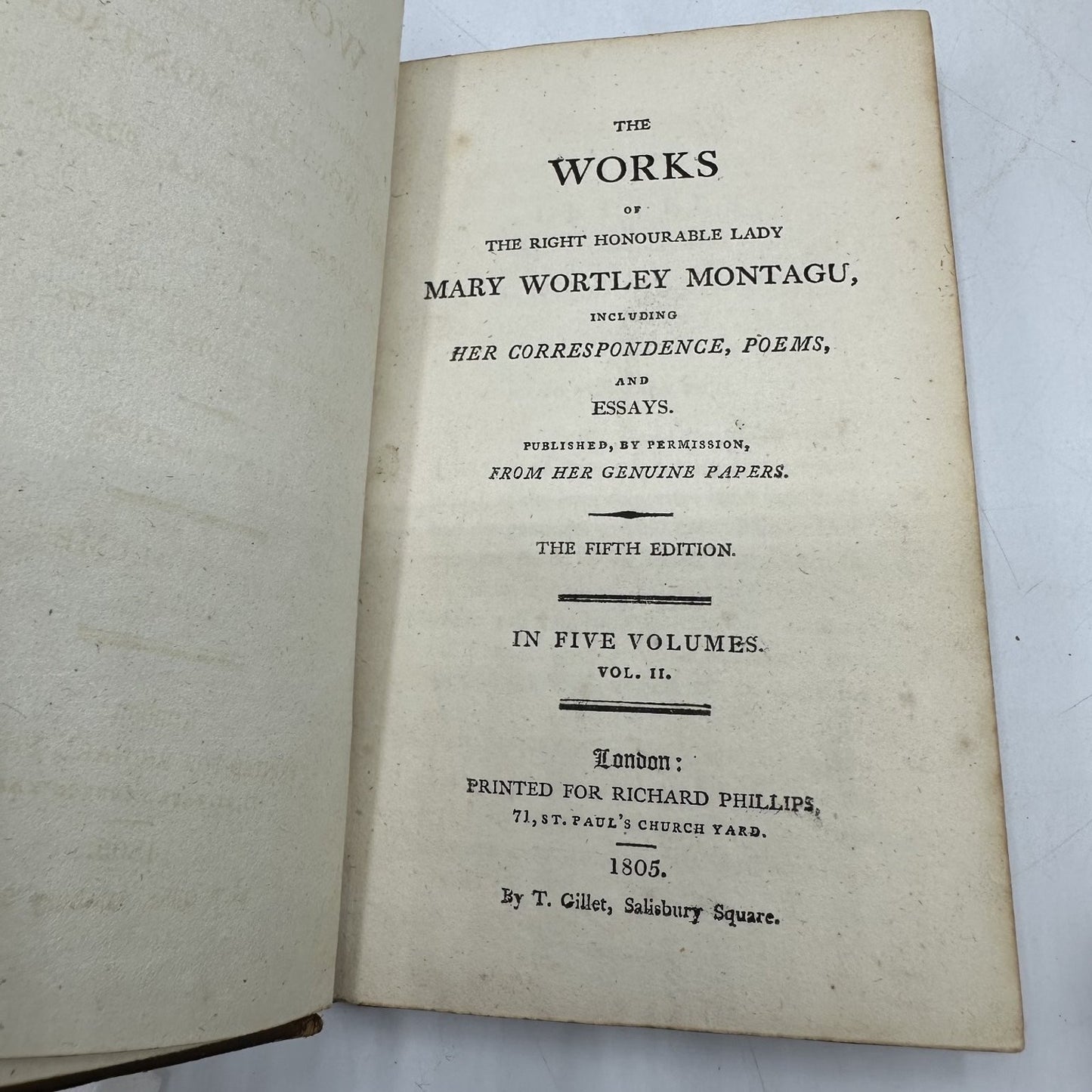 Montagu's Works Lady Mary Wortley Montagu 1805 Fifth Edition Complete 5 Volumes