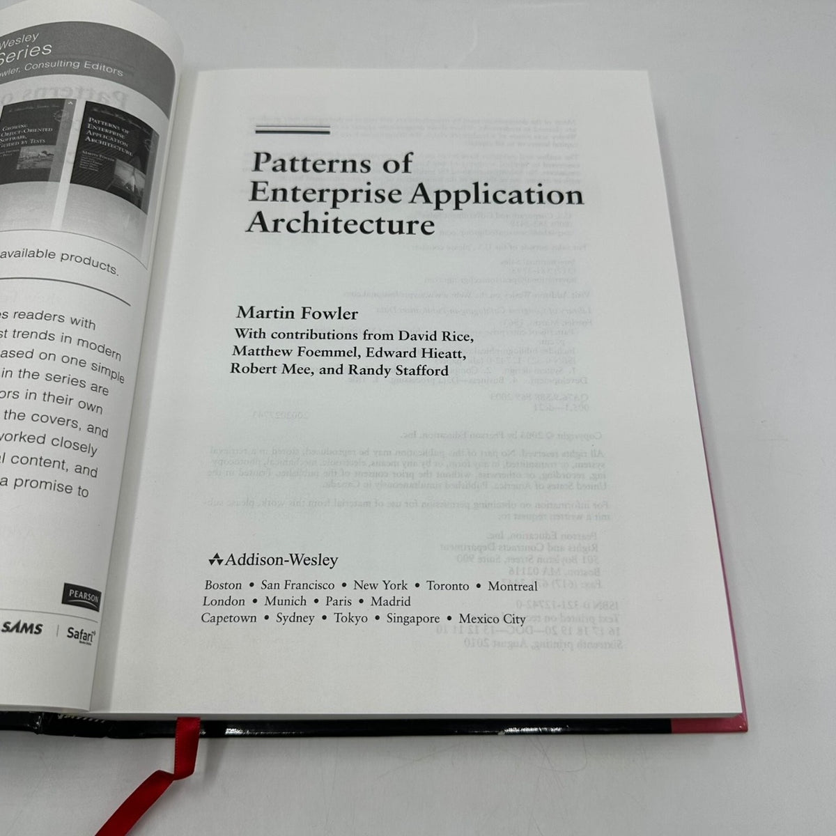 Patterns of Enterprise Application Architecture Martin Fowler 2003 IT 16th Print