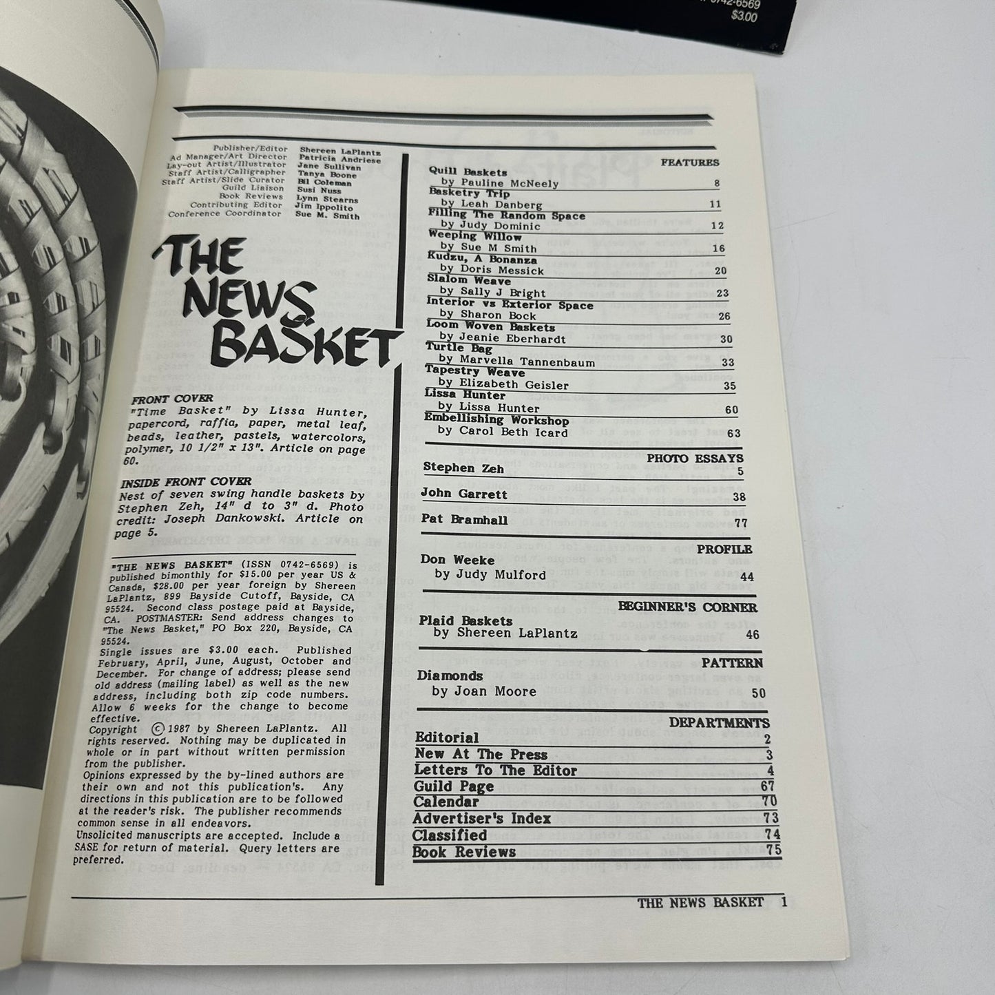 The News Basket 2 Volumes June August 1987 Basketry Magazine Arts & Crafts Rare