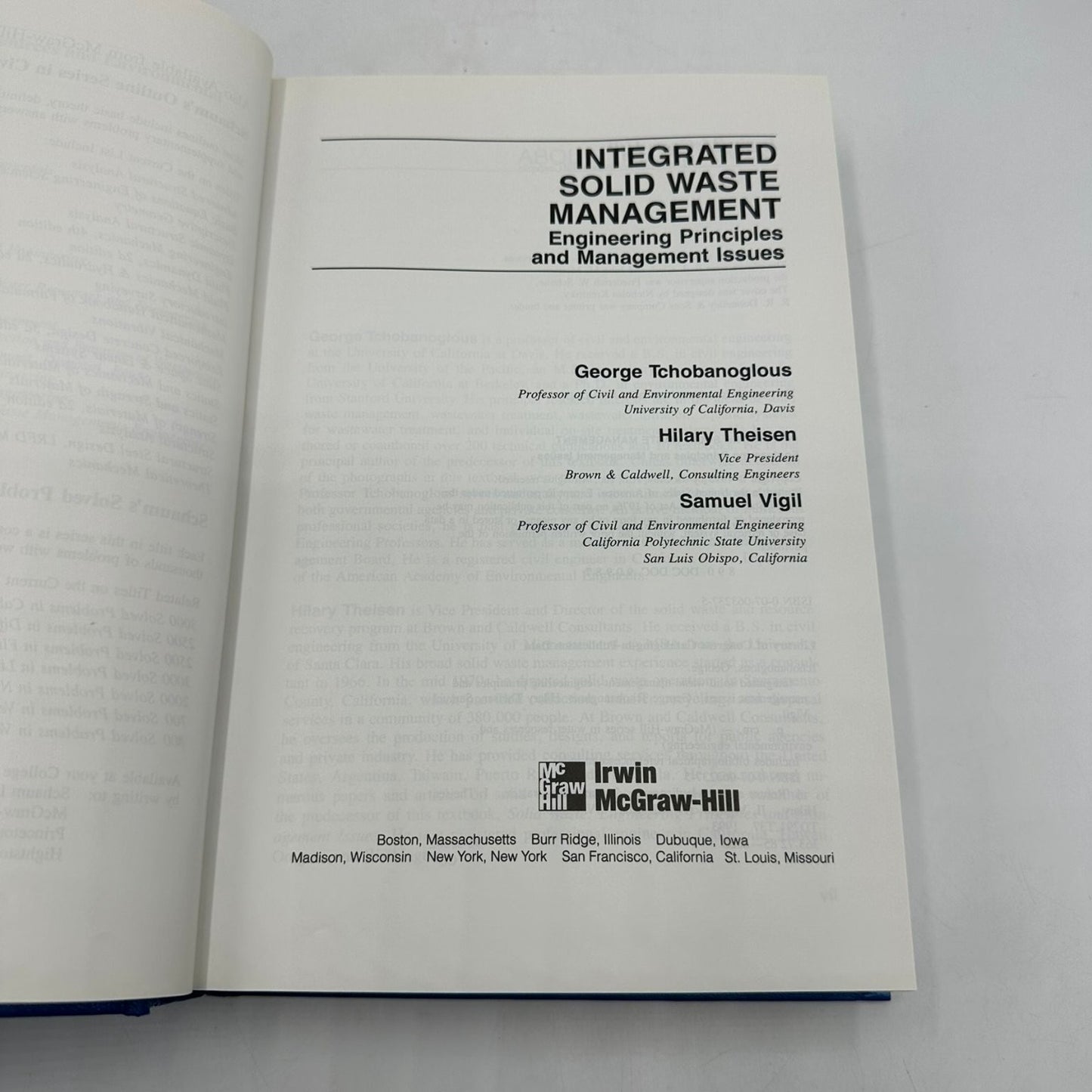 Integrated Solid Waste Management Tchobanoglous 1993 McGraw-Hill Engineering