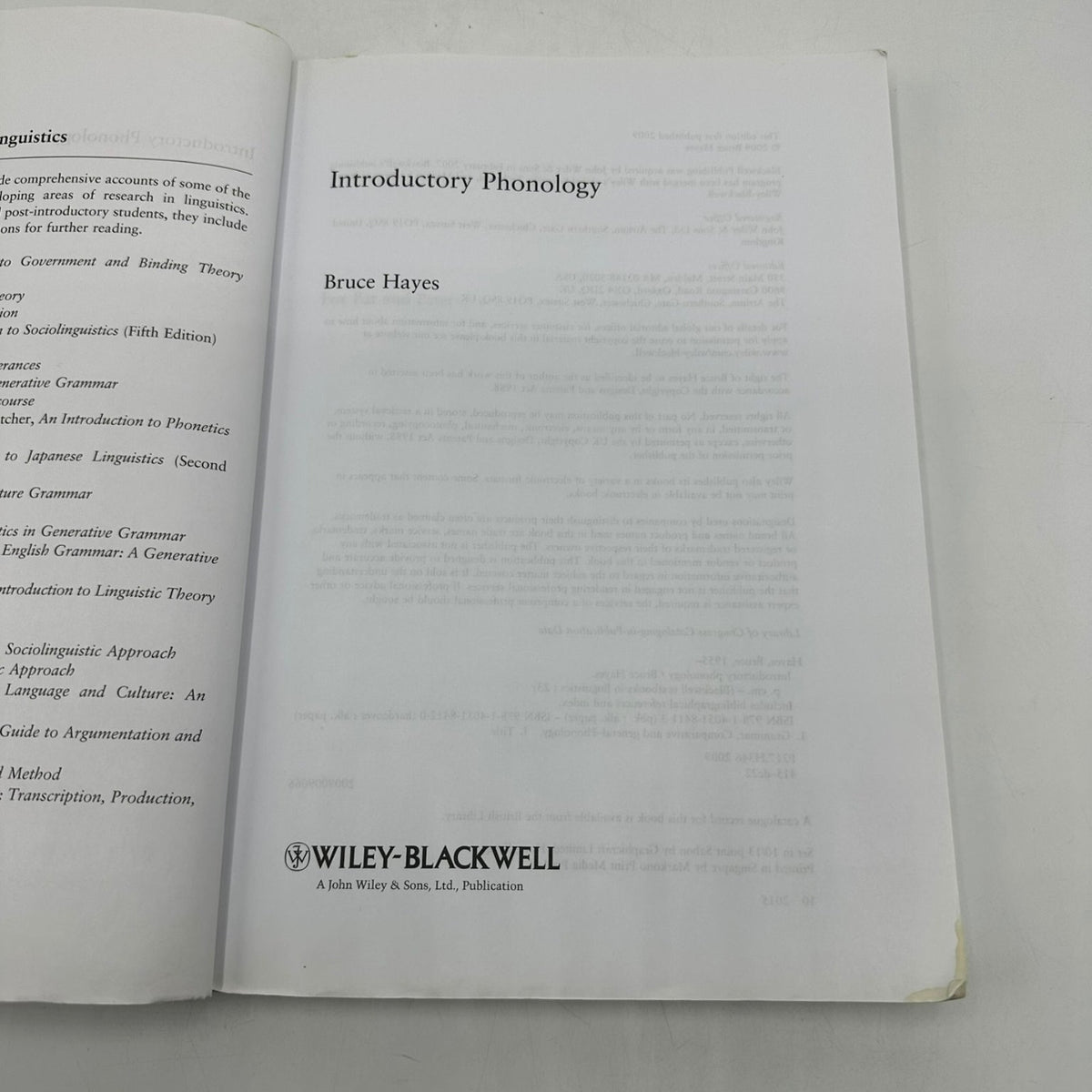 Introductory Phonology Bruce Hayes 2009 Linguistics Textbook Wiley-Blackwell