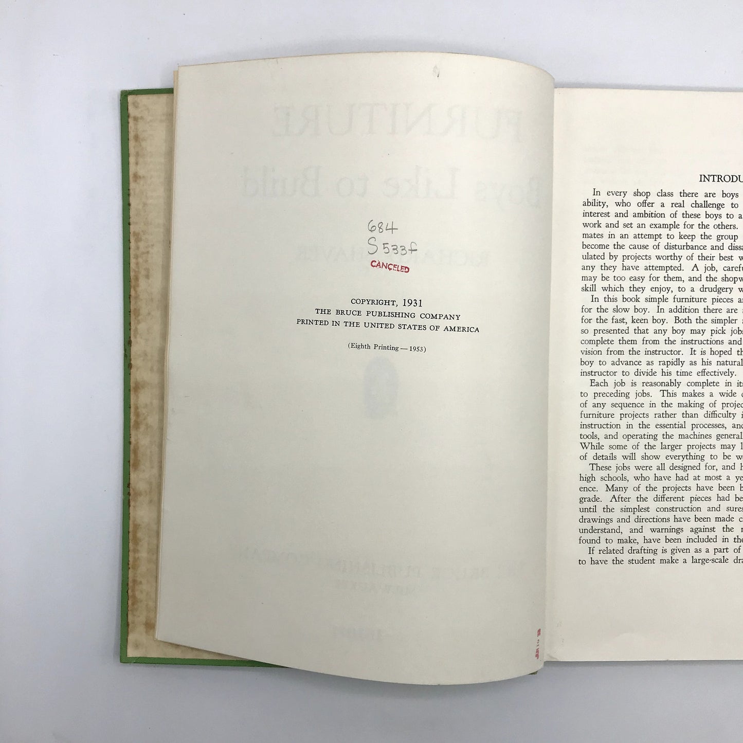 Furniture: Boys Like to Build by Richard Shaver 1955 8th Printing Rare Hardcover