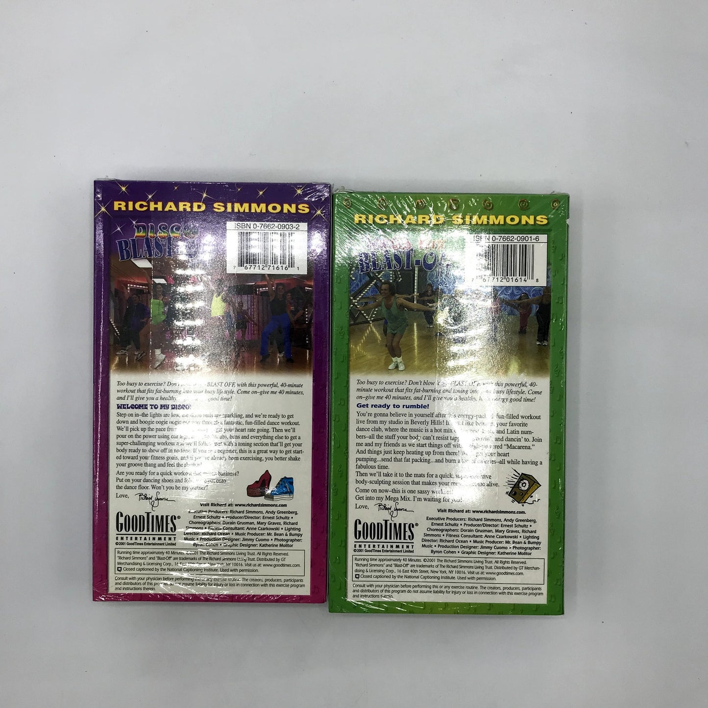 Richard Simmons Cardio Lot of 2 VHS Tapes - Disco Blast Off & Mega Mix Blast Off