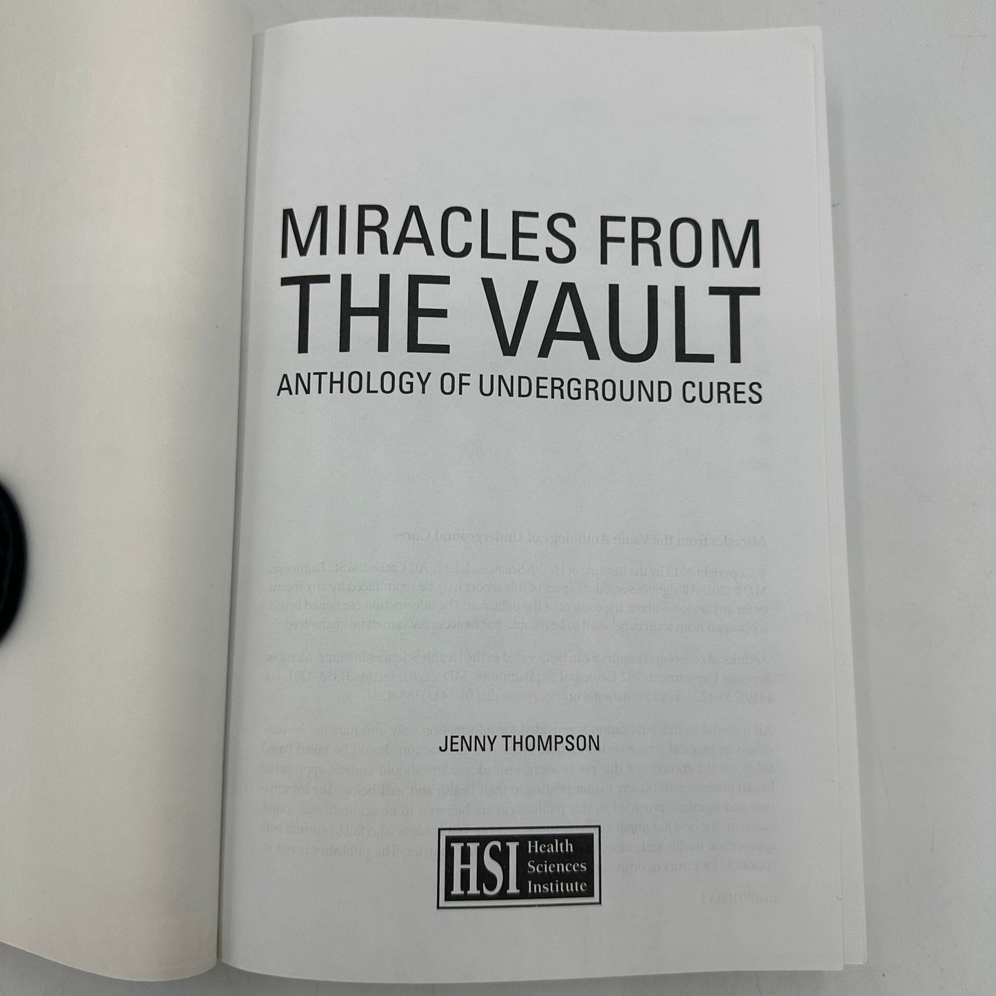 Miracles From The Vault Anthology of Underground Cures Jenny Thompson Health