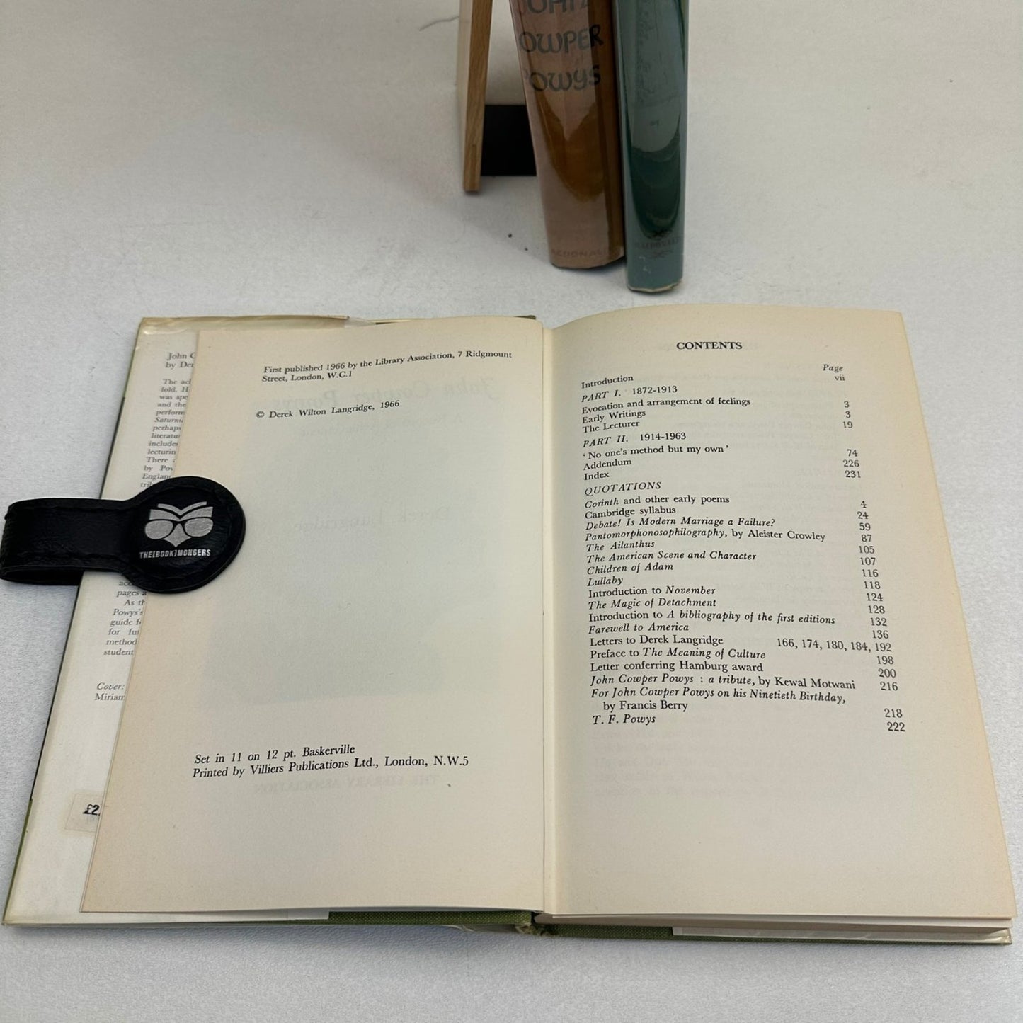 John Cowper Powys Derek Langridge 1966 Literary Criticism Biography UK Macdonald