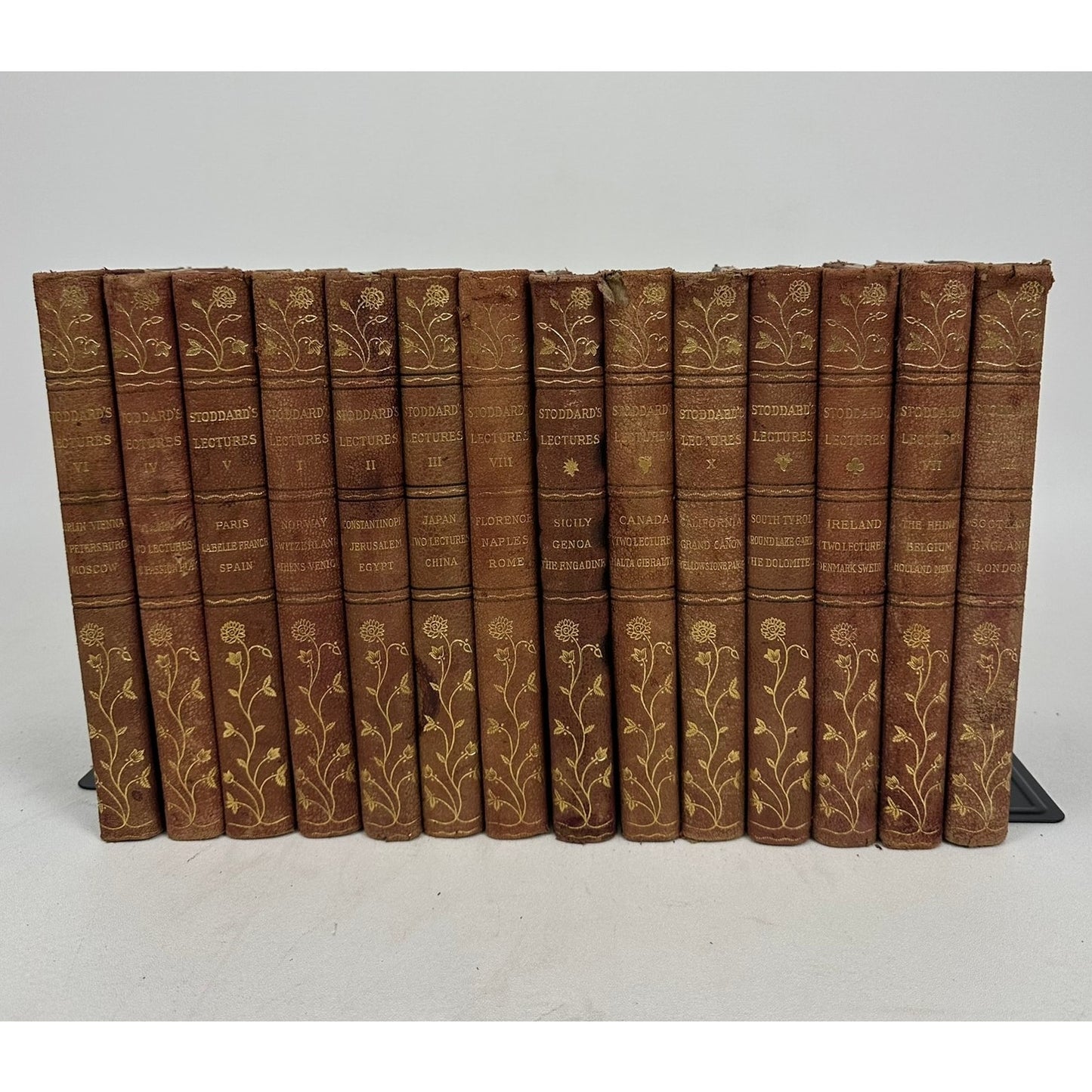 John L Stoddards Lectures 14 Volume Set World History Travel Leather Bound 1897