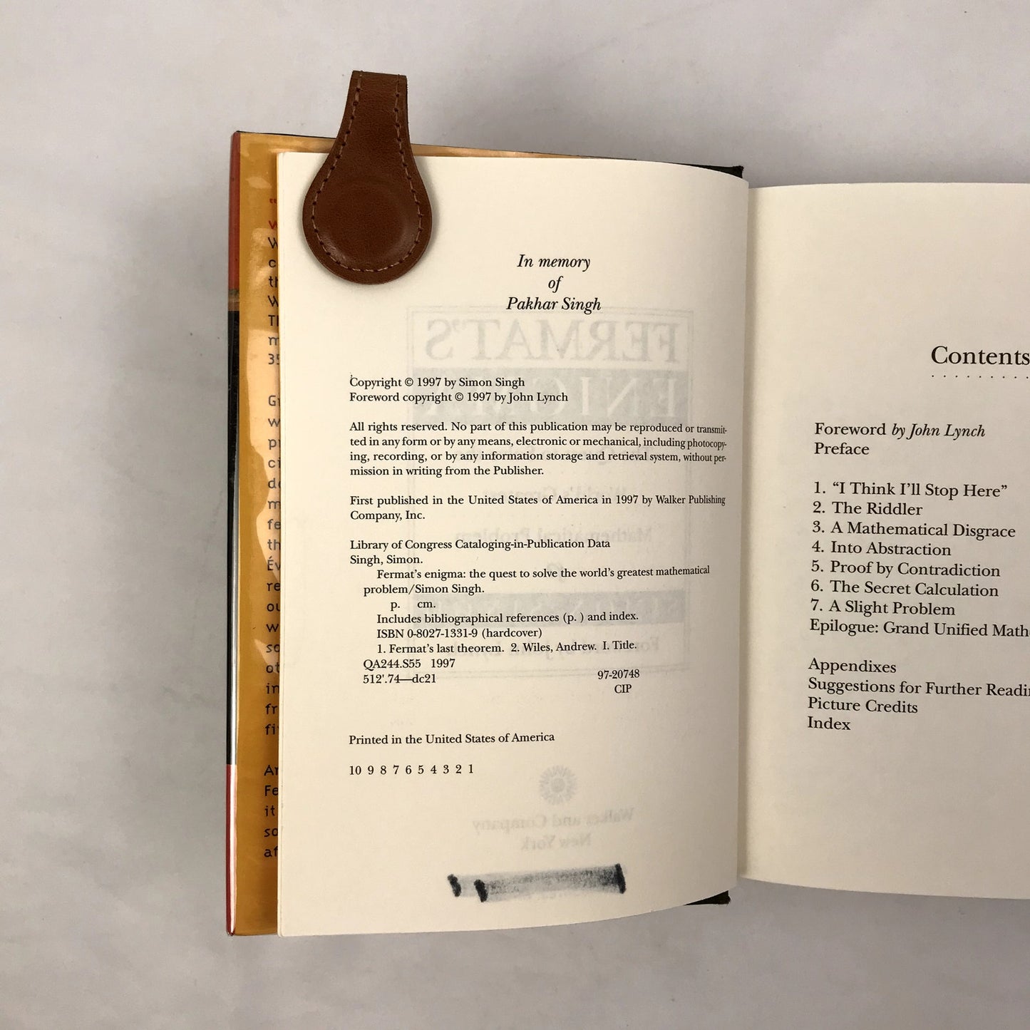 Fermat's Enigma Signed Book Ex-Library Hardcover by Simon Singh 1997 Walker & Co