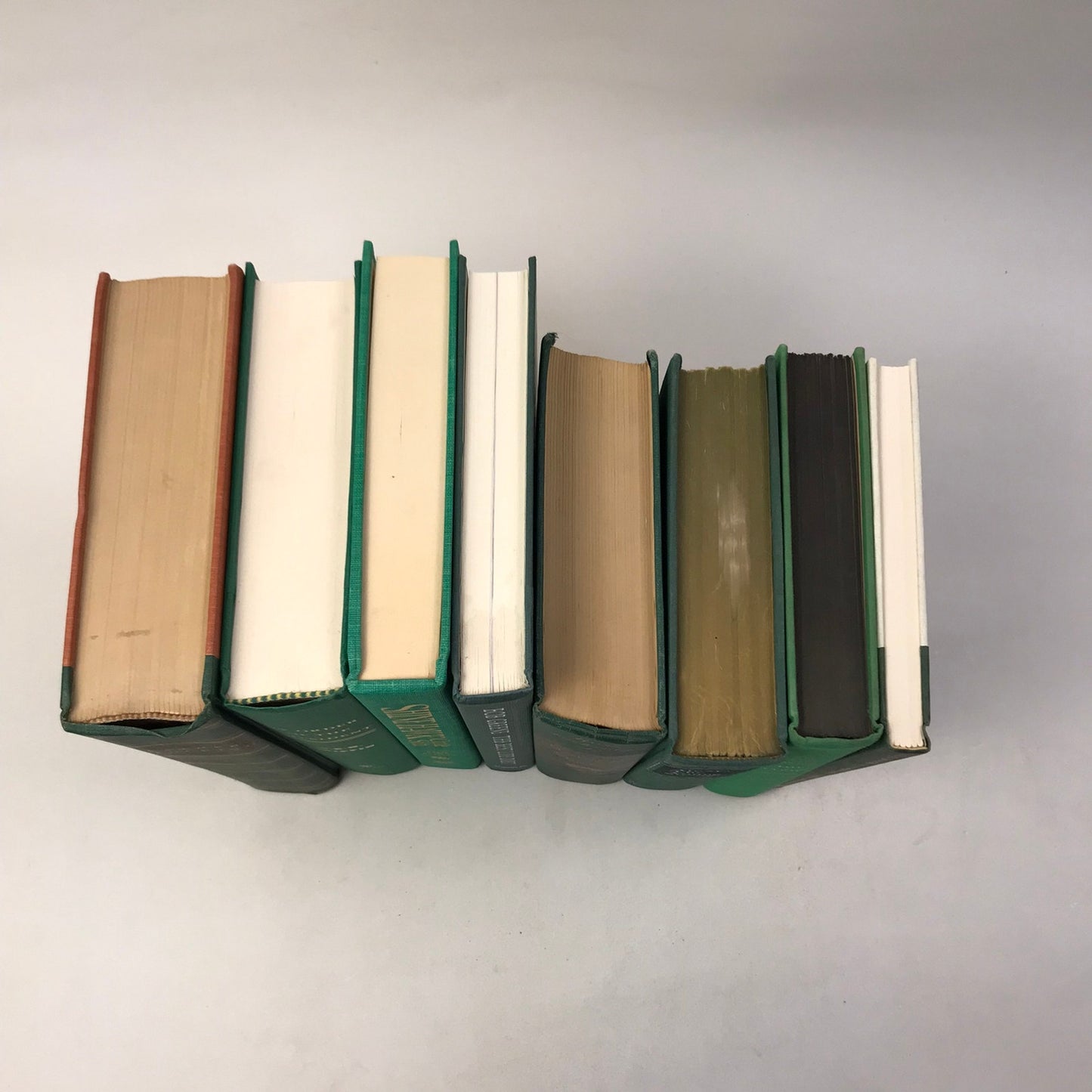 Green Book Stack Set of 8 Decorative Bookshelf Display Interior Design Staging
