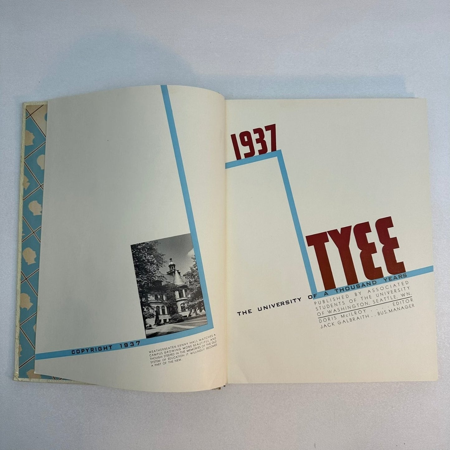 TYEE 1937 University of Washington Yearbook Seattle Annual Vintage College