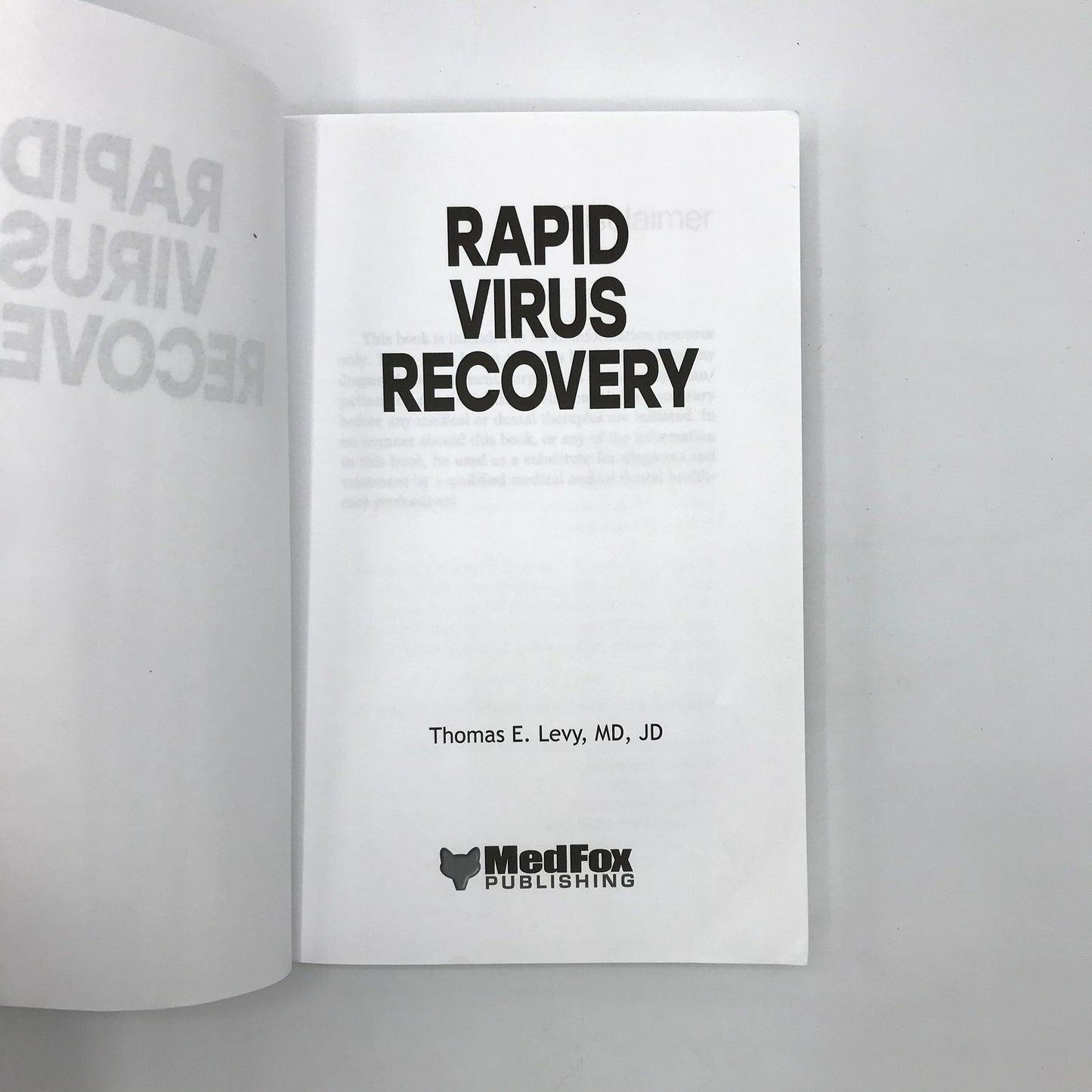 Rapid Virus Recovery First Edition Paperback Book by Thomas E. Levy 2021 MedFox