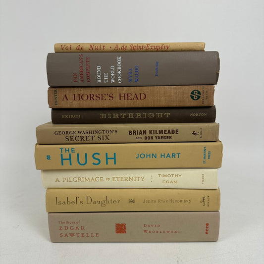 Neutrals Beige Tan Book Stack Lot of 13 Interior Design Staging Home Decor