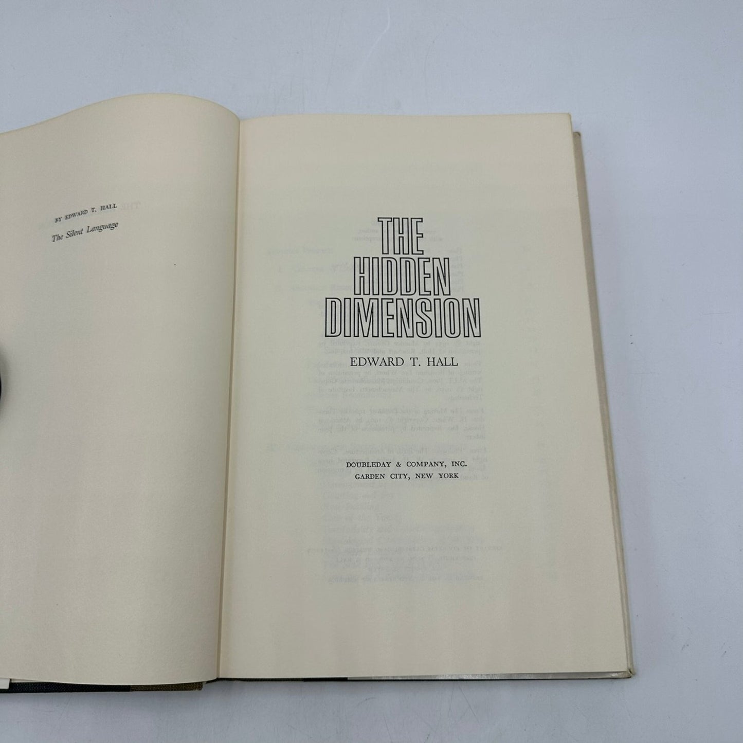 The Hidden Dimension Edward T. Hall 1966 First Edition Anthropology Doubleday