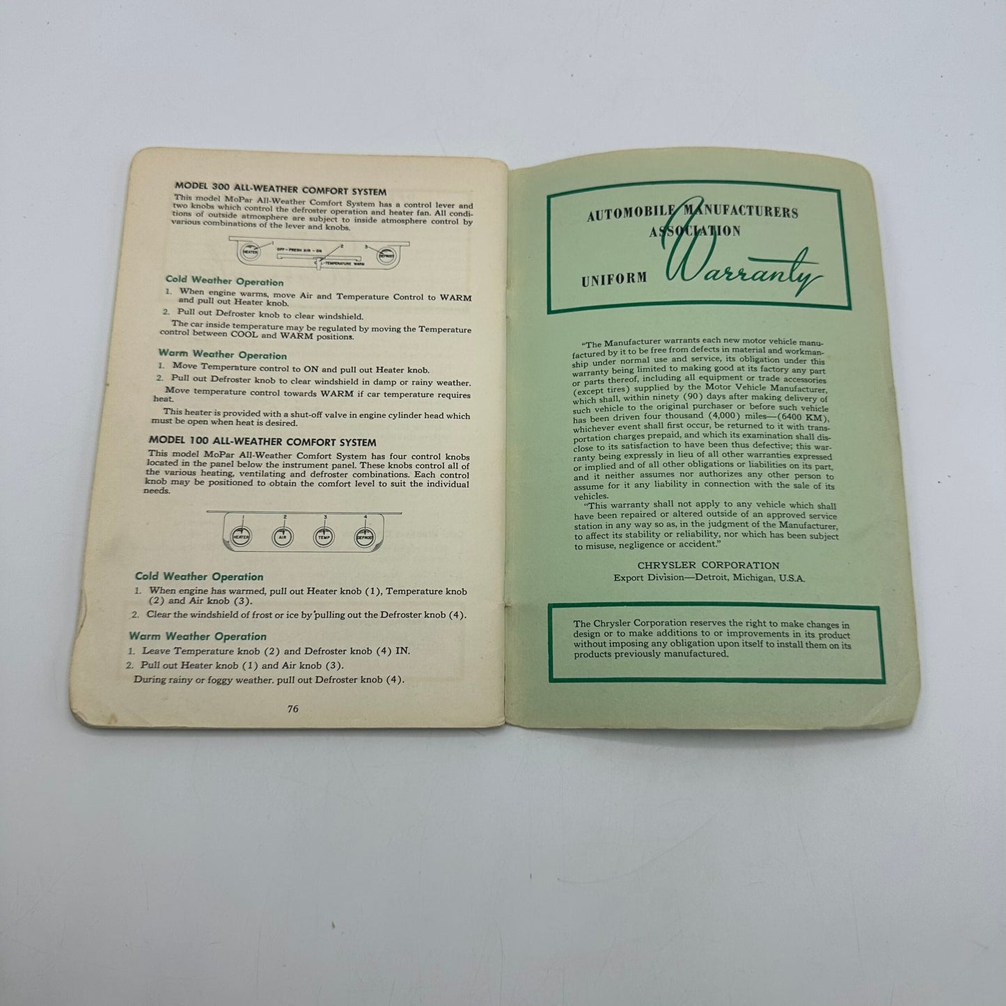 Chrysler OEM Owners Manual 1950 Plymouth Dodge Second Edition Car Repair DX-6957
