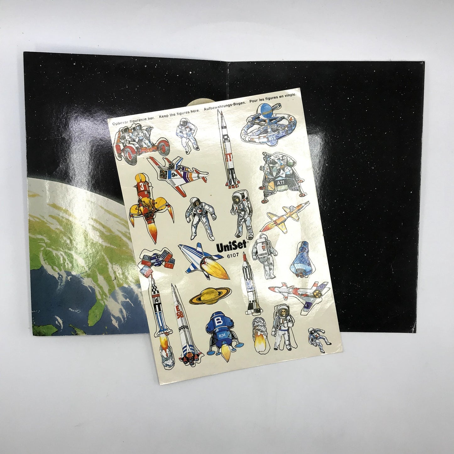 Space Travel UniSet Complete Press & Peel Reusable Sticker Kit 1980s Vintage