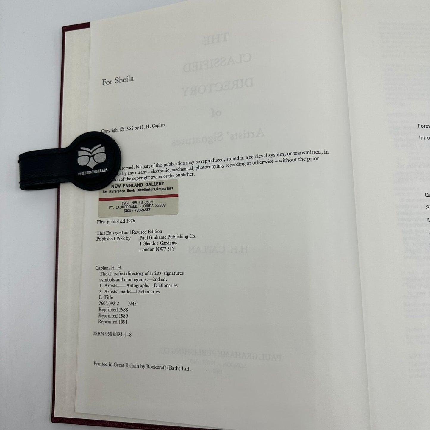 The Classified Directory Artists' Signatures, Symbols & Monograms H.H. Caplan