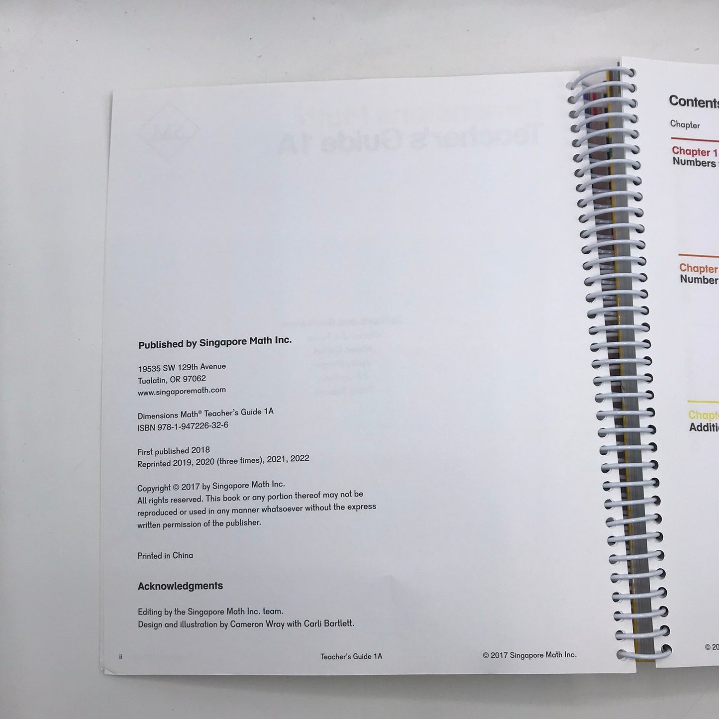 Dimensions Math 1A & 1B Teacher's Guides Only Spiral Bound by Singapore Math Inc