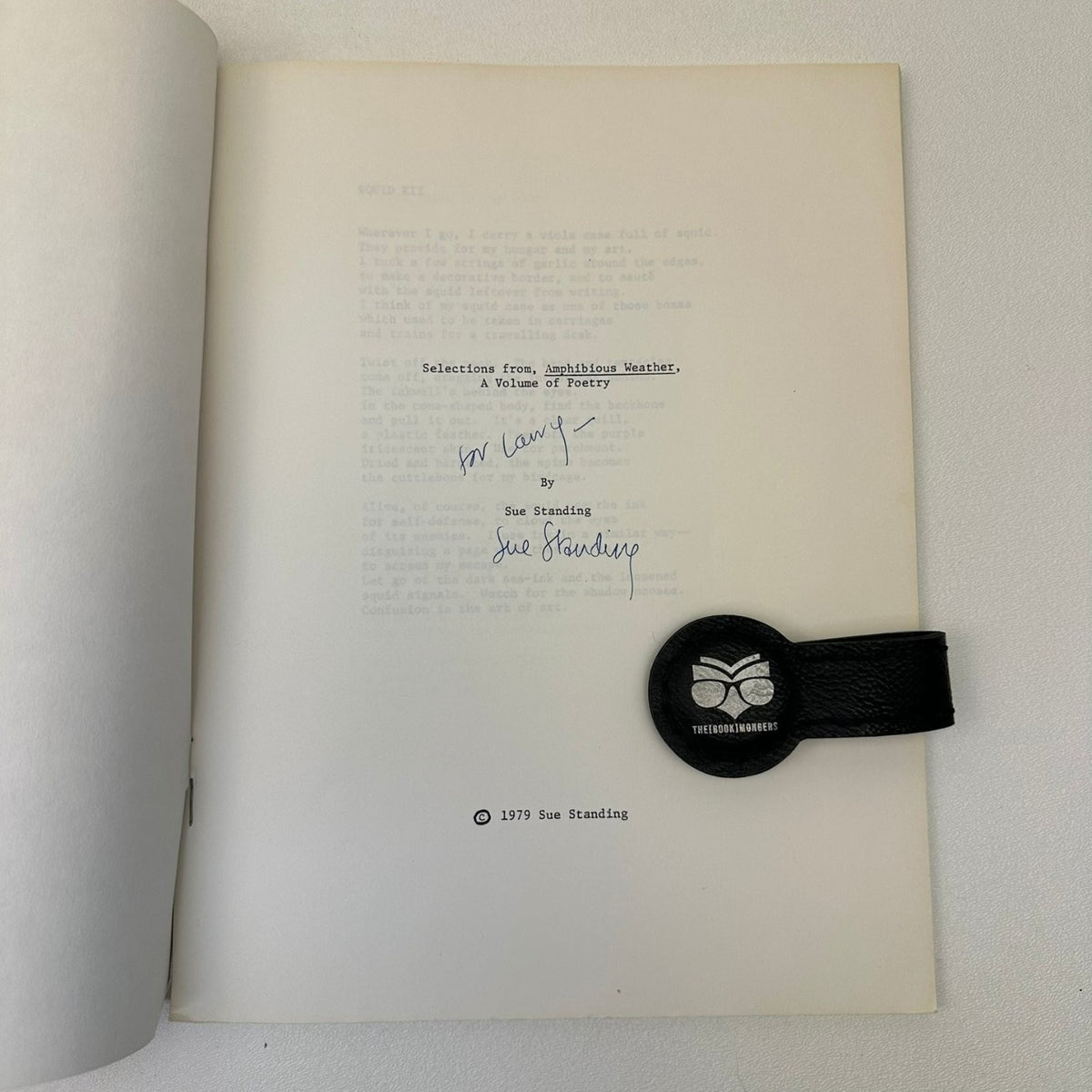 Selections from Amphibious Weather Sue Standing 1979 Poetry Working Paper SIGNED