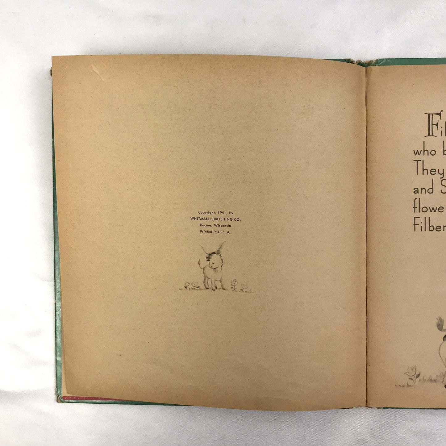 Flowers for Filbert Illustrated Hardcover Whitman Book by Cecile Lamb 1951