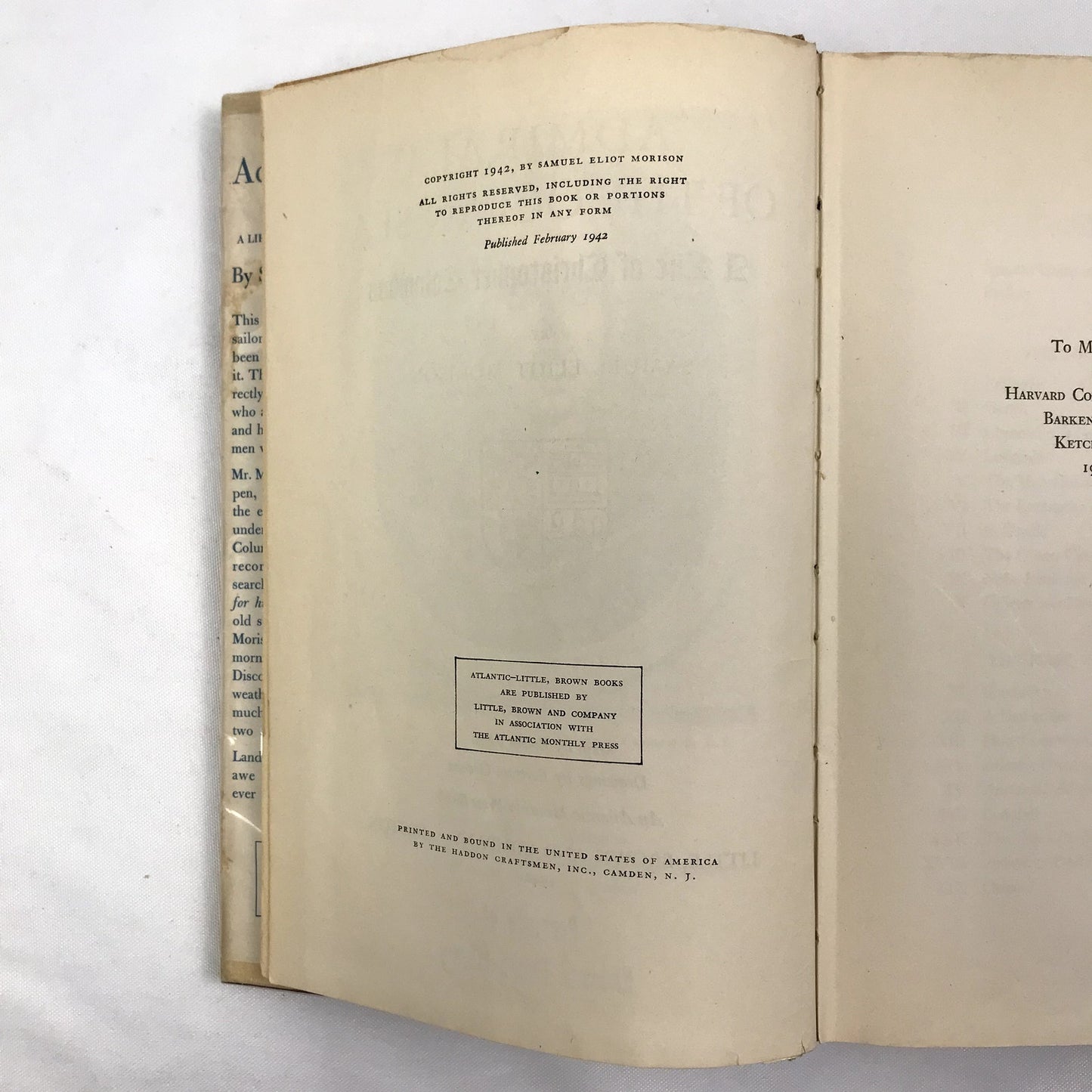 Admiral of the Ocean Sea Hardcover Illustrated Book by Samuel Eliot Morison 1942