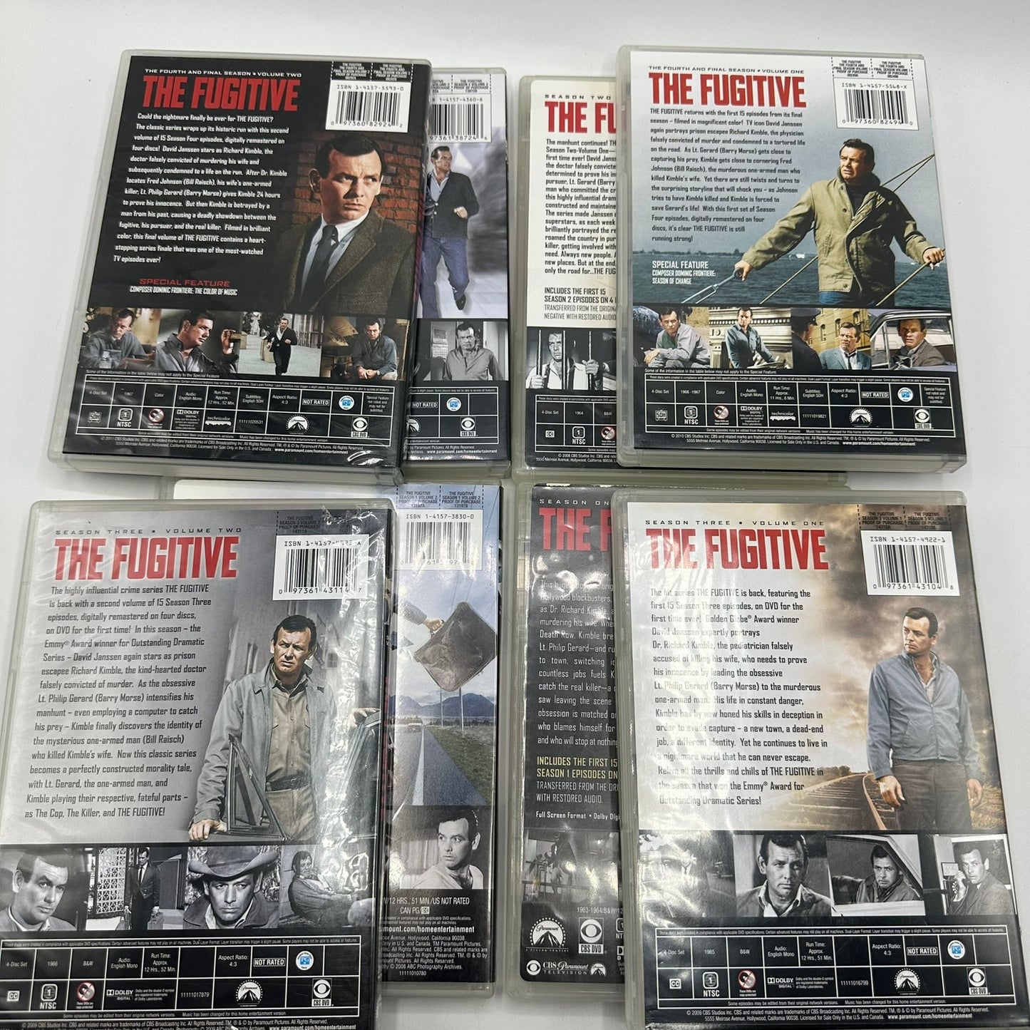The Fugitive Complete 4 Seasons DVD Set David Janssen Action Thriller Mystery