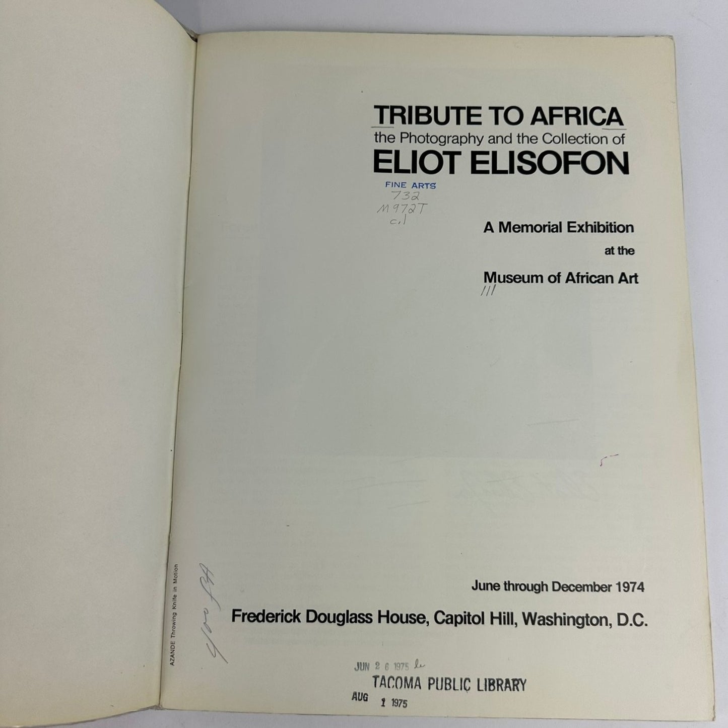 Tribute to Africa Eliot Elisofon 1974 African Art Photography Catalog Museum