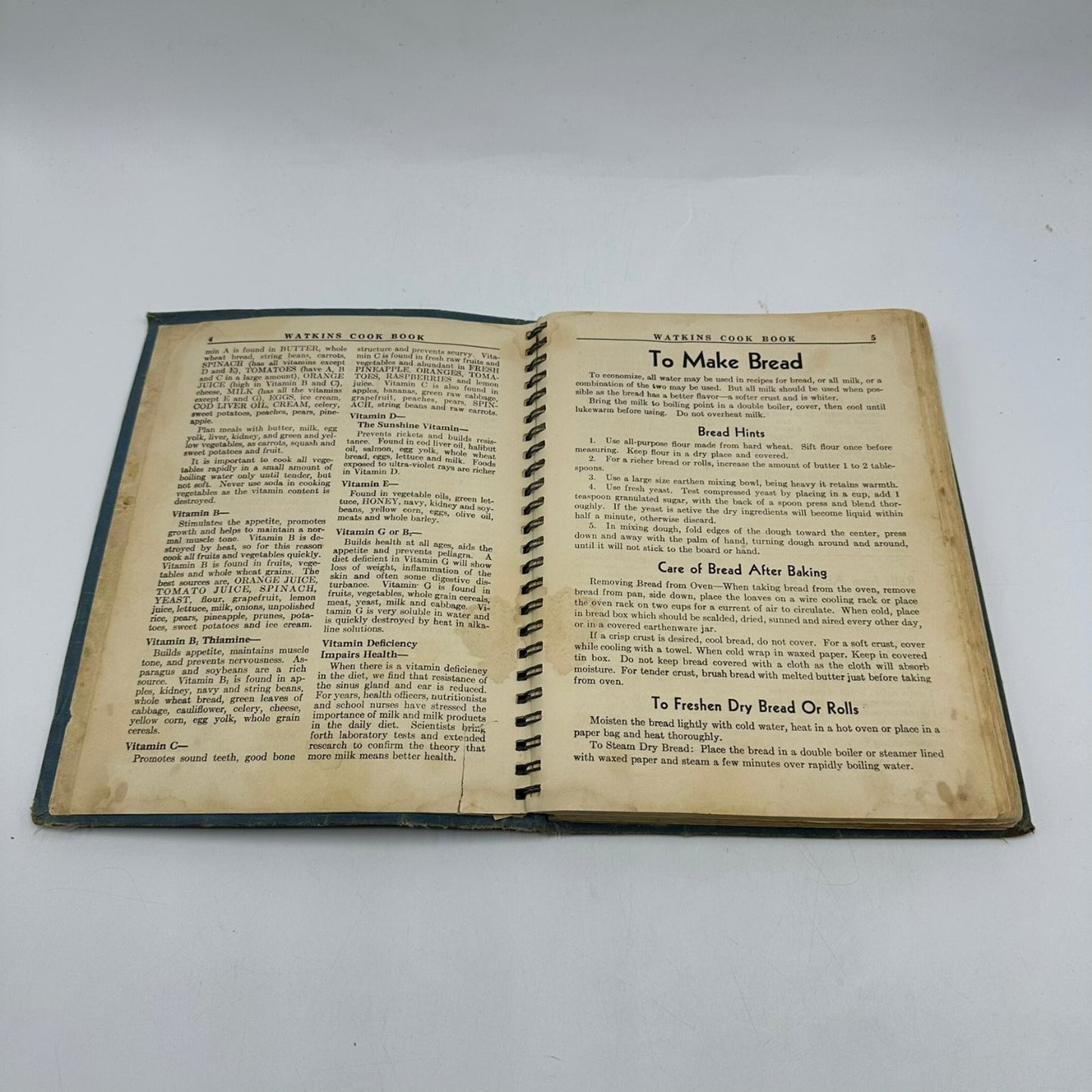 Watkins Cook Book Elaine Allen 1943 Sixth Edition Spiral Bound Recipes J.R