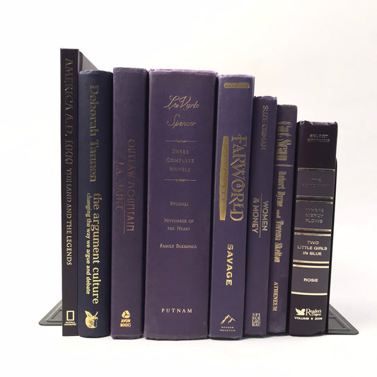 Purple Book Stack Set of 8 Decorative Bookshelf Display Interior Design Staging