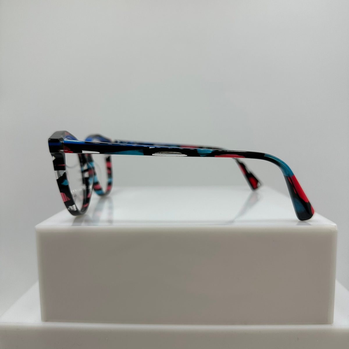 Alain Mikli A03069 014 Red Teal Stained Glass Womens Round Frames 54-17-140
