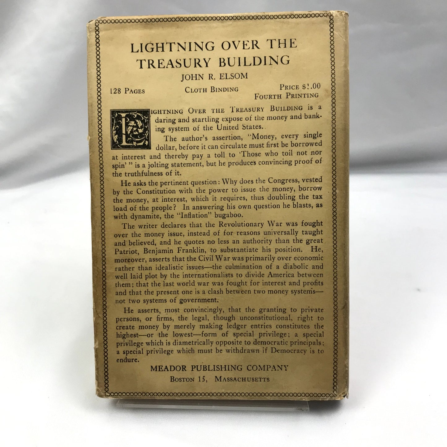 Lightning Over The Treasury Building by John R. Elson Hardcover Book 1941