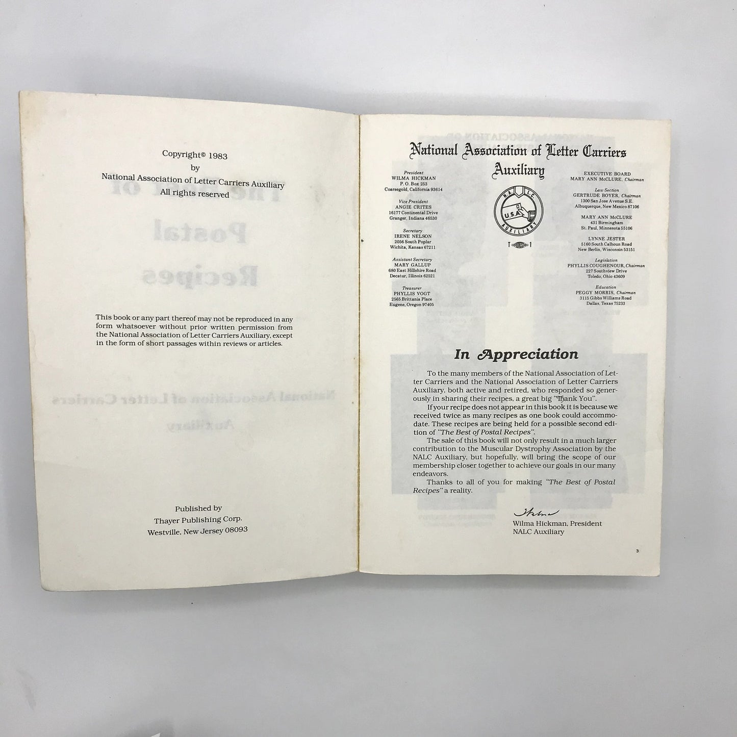 The Best of Postal Recipes National Association Letter Carriers Auxiliary 1983