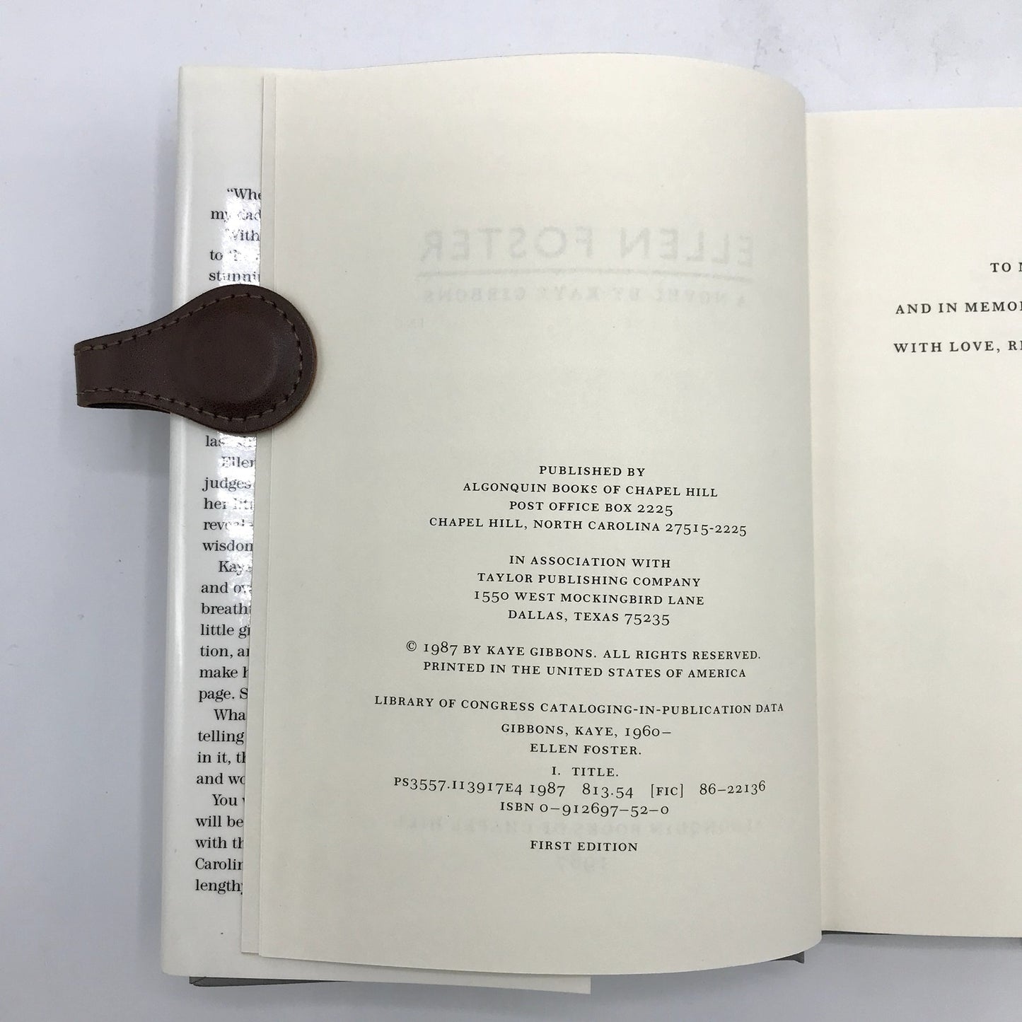 Ellen Foster a Novel by Kaye Gibbons Signed First Edition Hardcover Book 1987