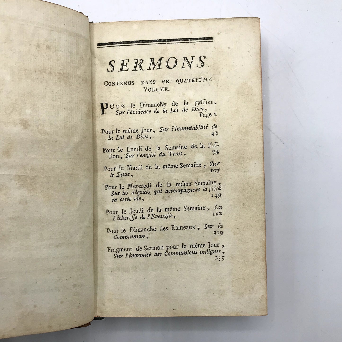 Sermons de Massillon Eveque de Clermont Tome 4 Leather Bound French Book 1770