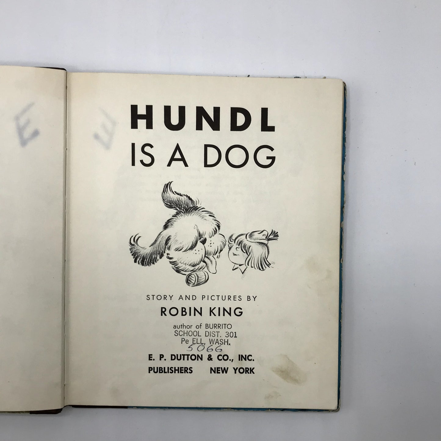 Hundl is a Dog Children's Fiction Hardcover Book by Robin King 1st Edition 1956