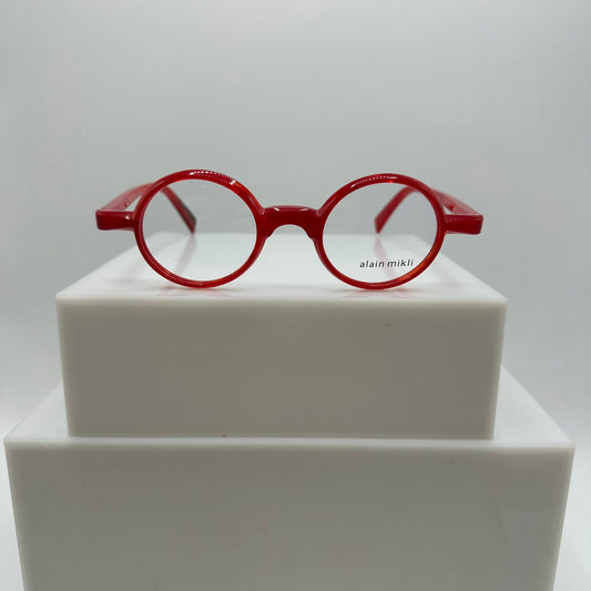 Alain Mikli A03085 002 Red Womens Round Acetate Eyeglass Frames 42-22-145