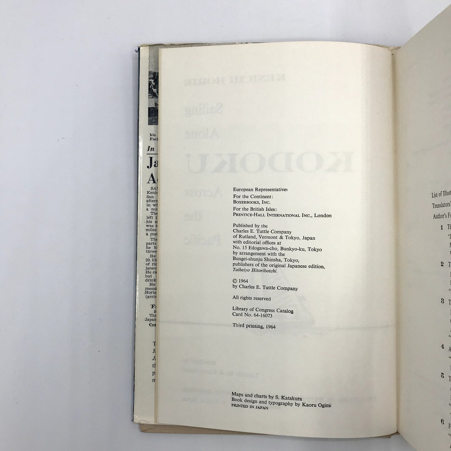 Kodoku Sailing Alone Across The Pacific Hardcover Book by Kenichi Horie 1964