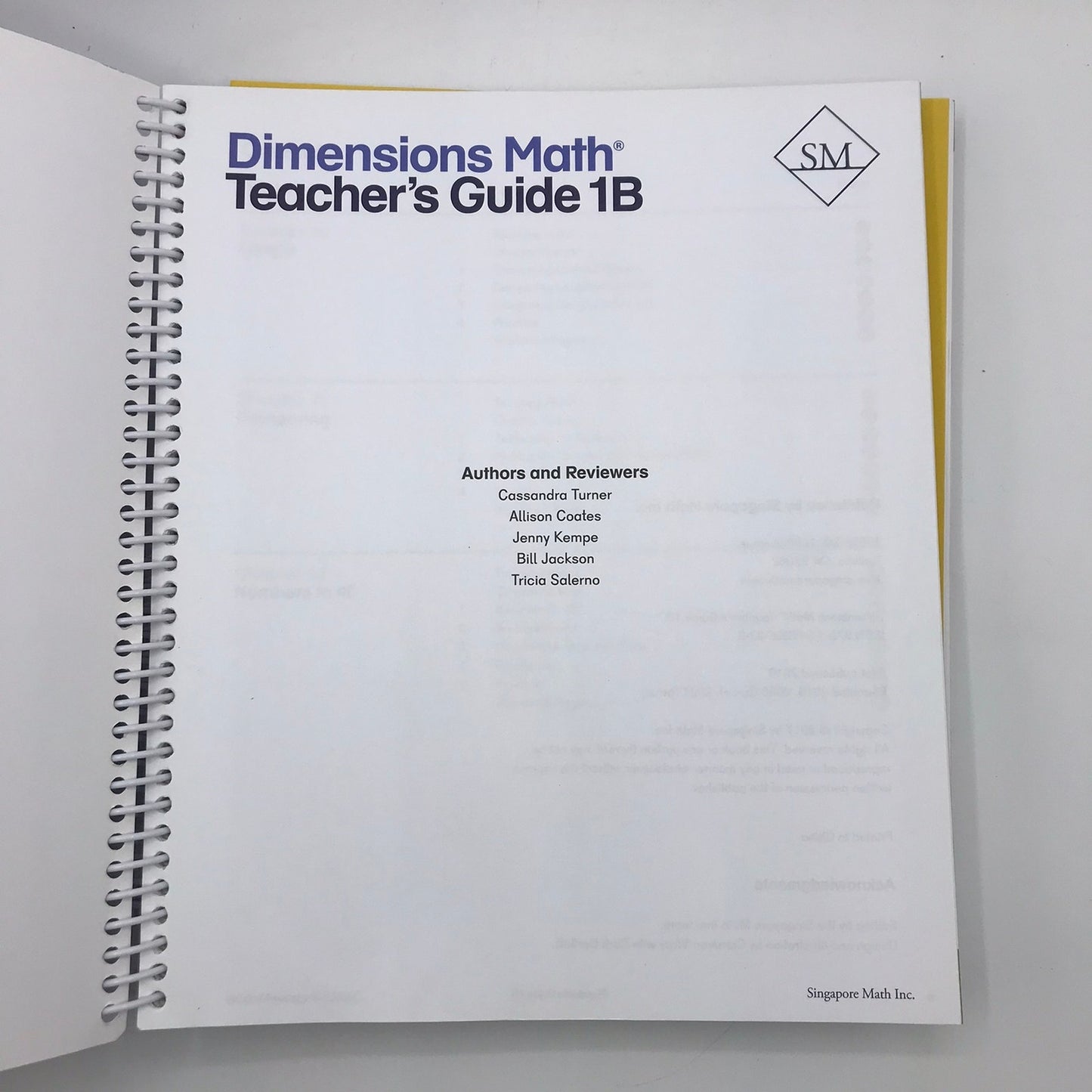 Dimensions Math 1A & 1B Teacher's Guides Only Spiral Bound by Singapore Math Inc