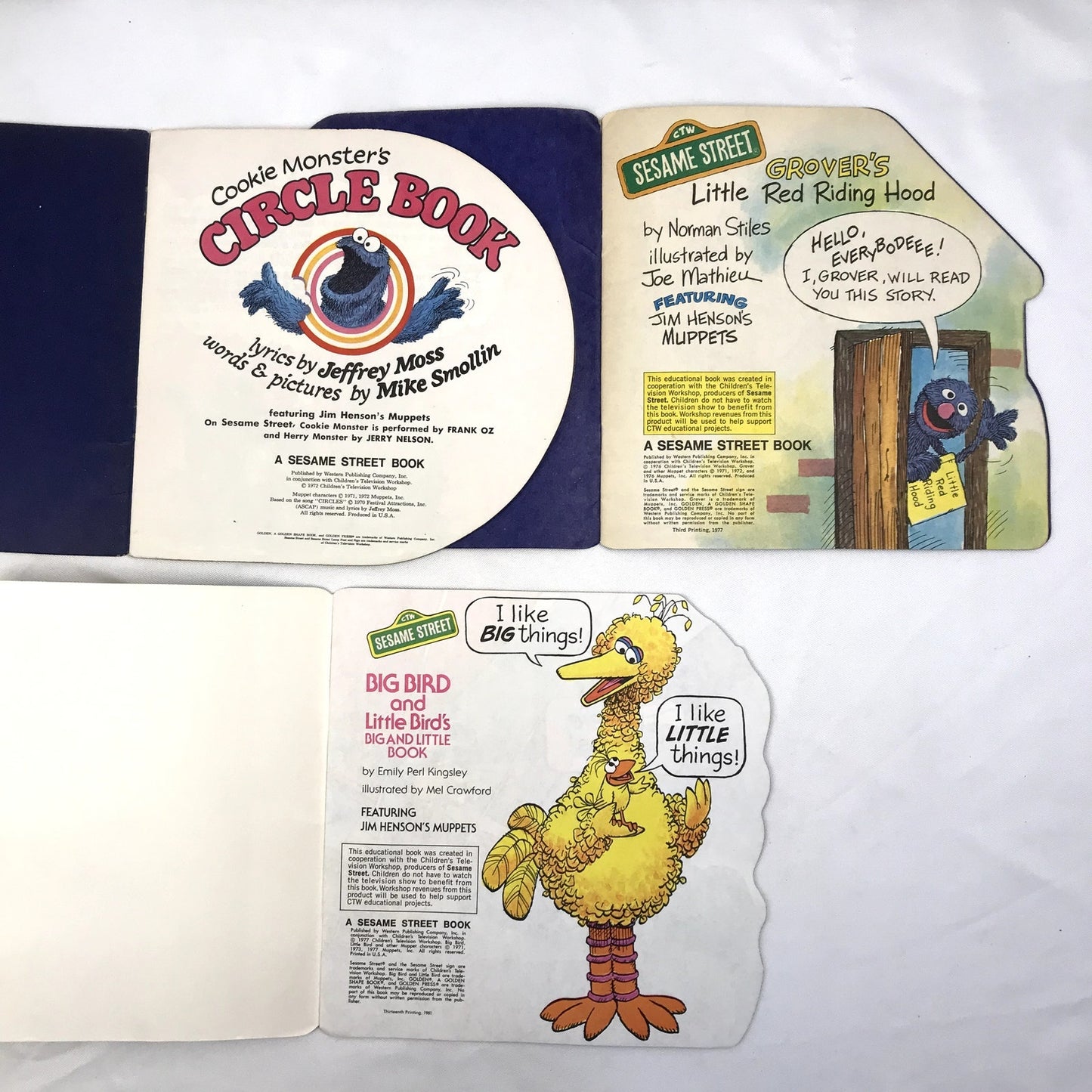 Sesame Street Golden Shape Lot of 3 Vintage Illustrated Children's Books 1970s