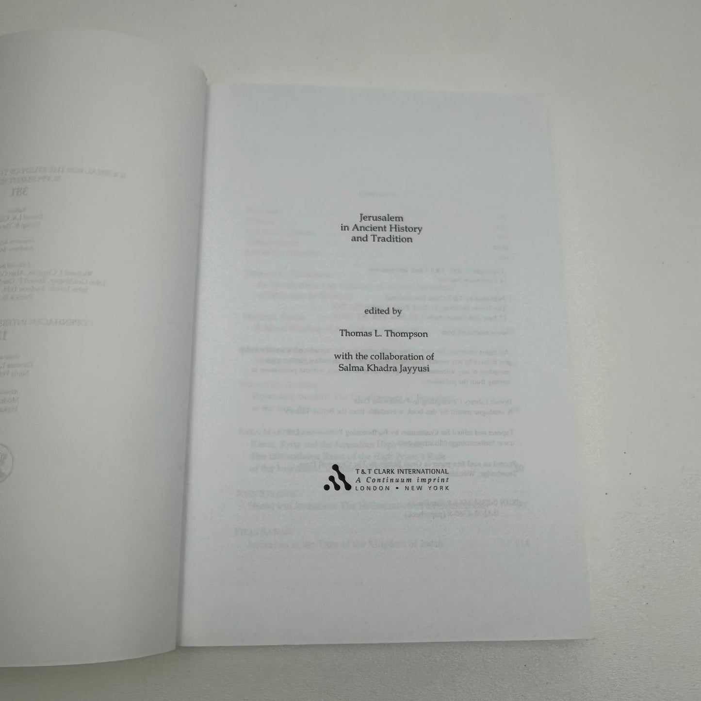 Jerusalem In Ancient History And Tradition Thomas L Thompson Biblical Studies