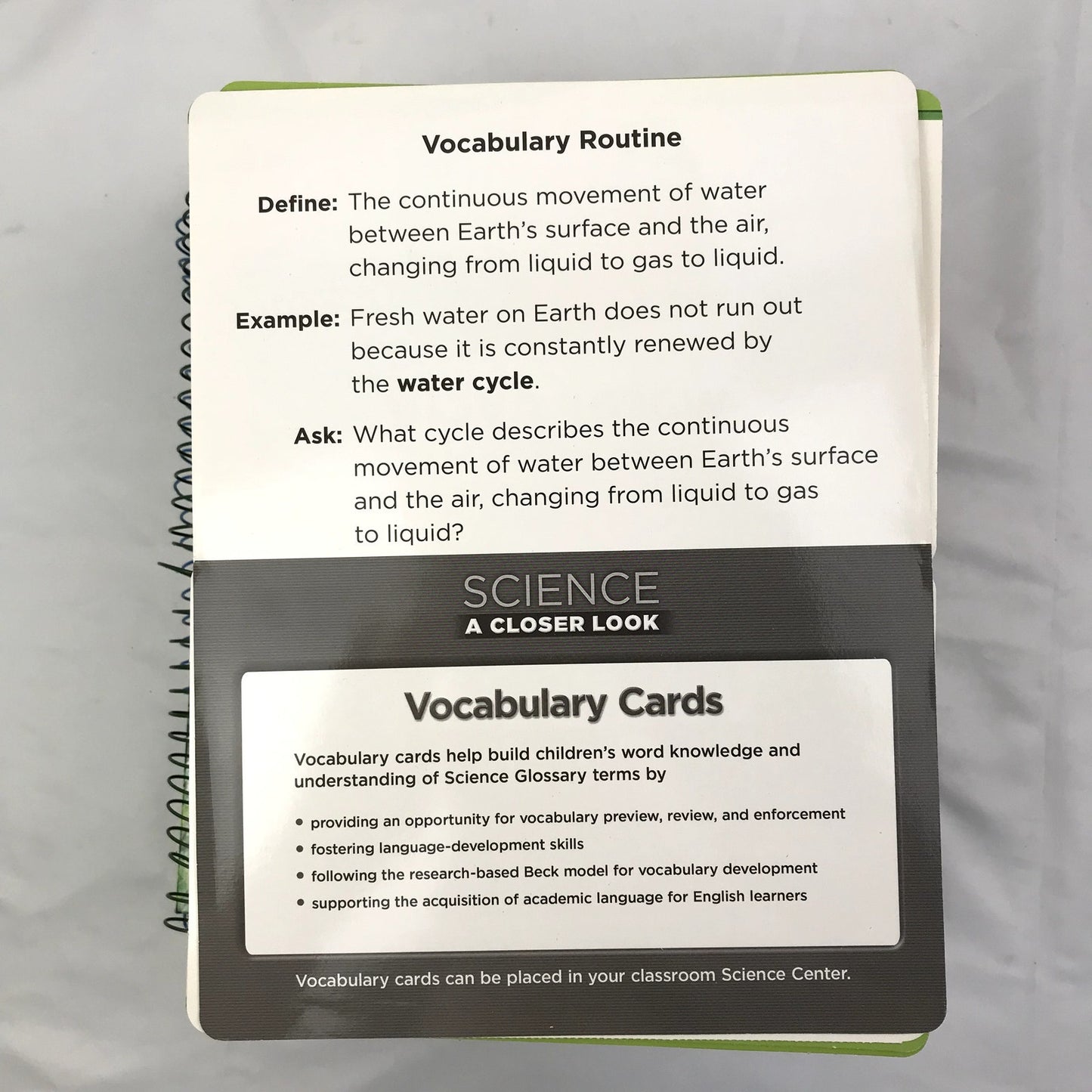 Grade 5  Science: A Closer Look Vocabulary Cards, Teacher & Student Editions