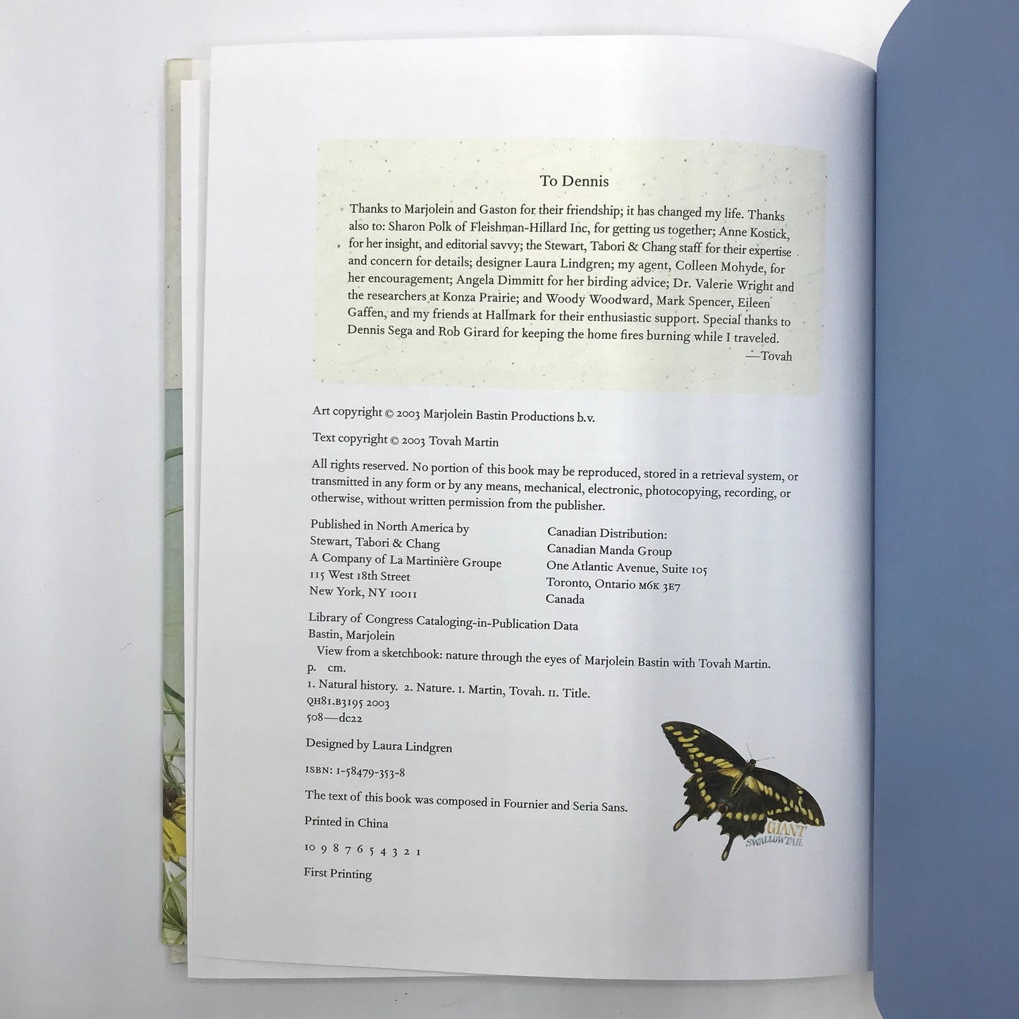 View from a Sketchbook Marjolein Basti First Printing Illustrated Hardcover 2004