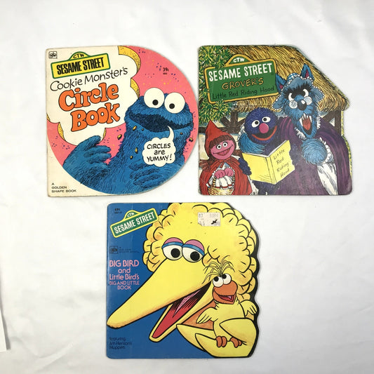 Sesame Street Golden Shape Lot of 3 Vintage Illustrated Children's Books 1970s