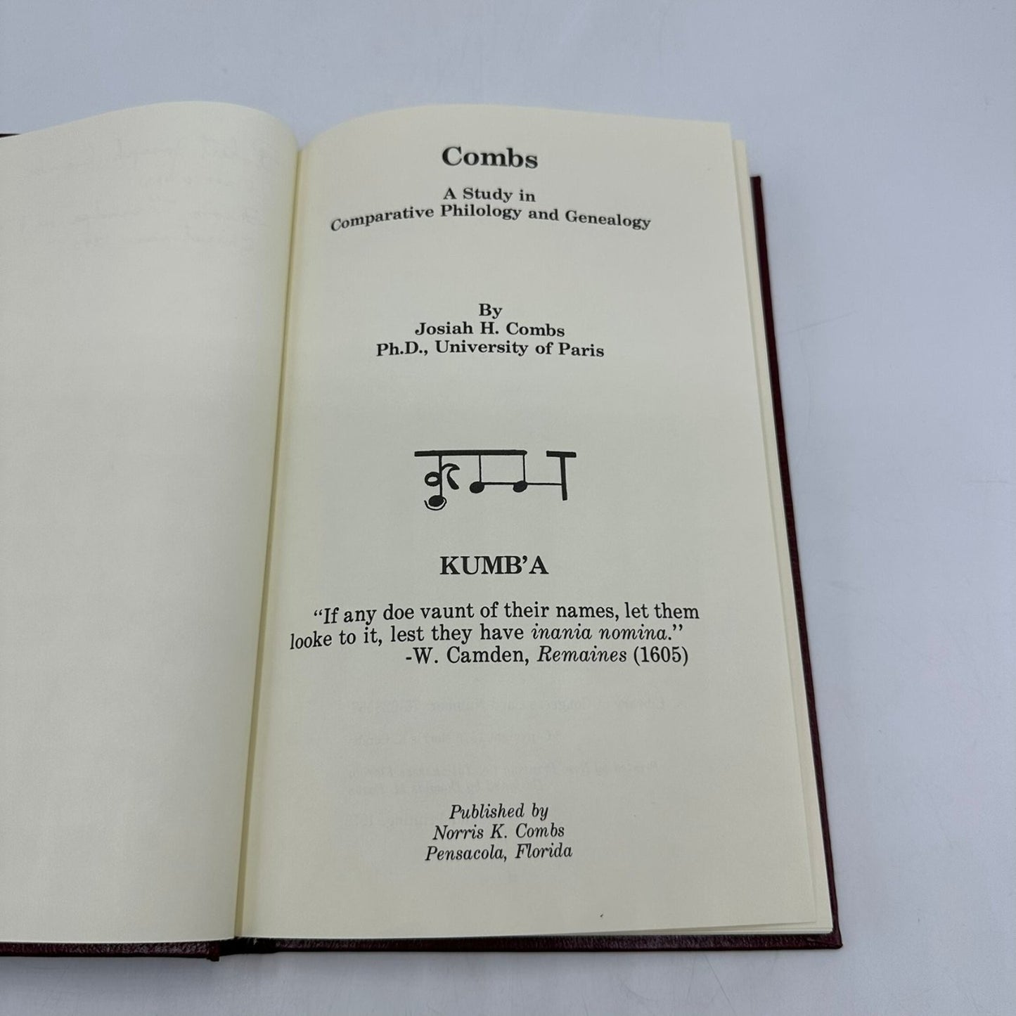 Combs Genealogy Josiah H. Combs 1979 Second Printing Family History Hardcover
